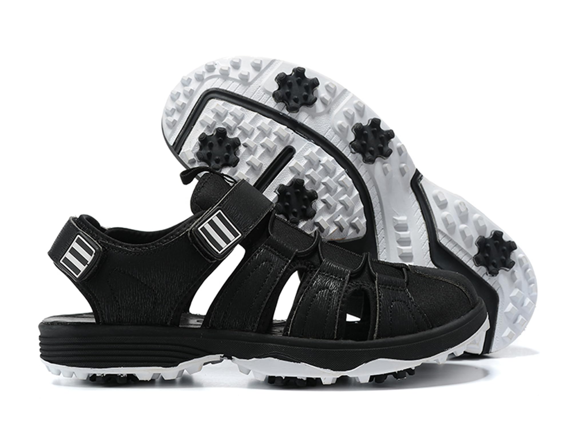 Ybberik Men's Golf Sandals Shoes with Spikes Black