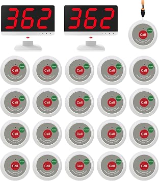 Wireless Call Light System for Elderly - Call Bell System with 21 Call Buttons, 1000ft, Patient Alert Button with 2 Displays, Receiver Caregiver Pager Calling System for Nurses Station