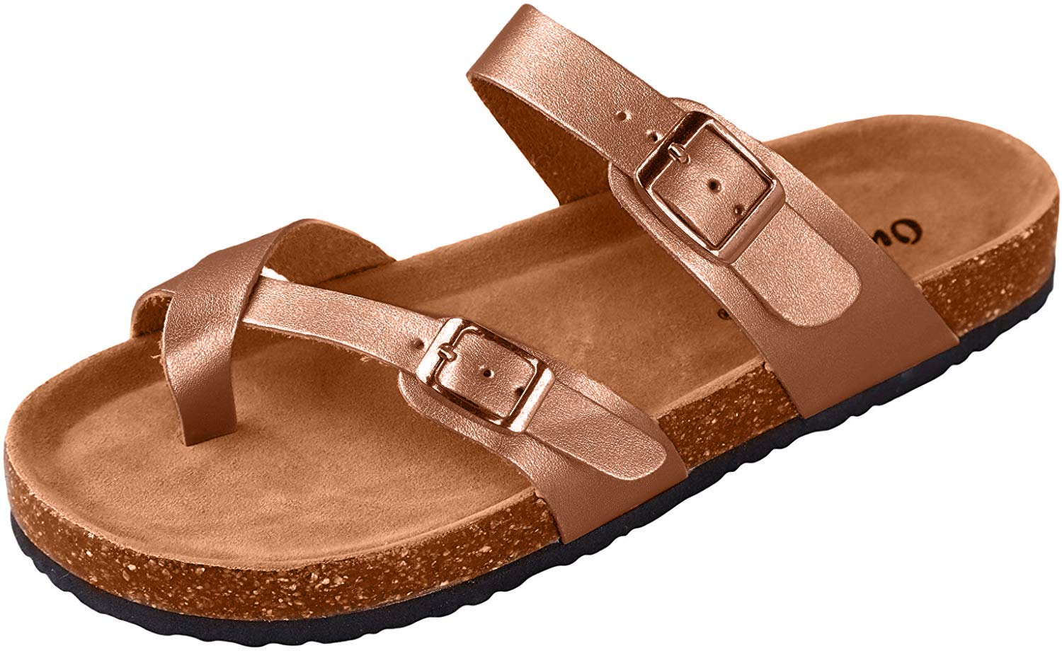 Outwoods Women's Bork-30 Vegan Leather Slide On Toe Loop Sandals