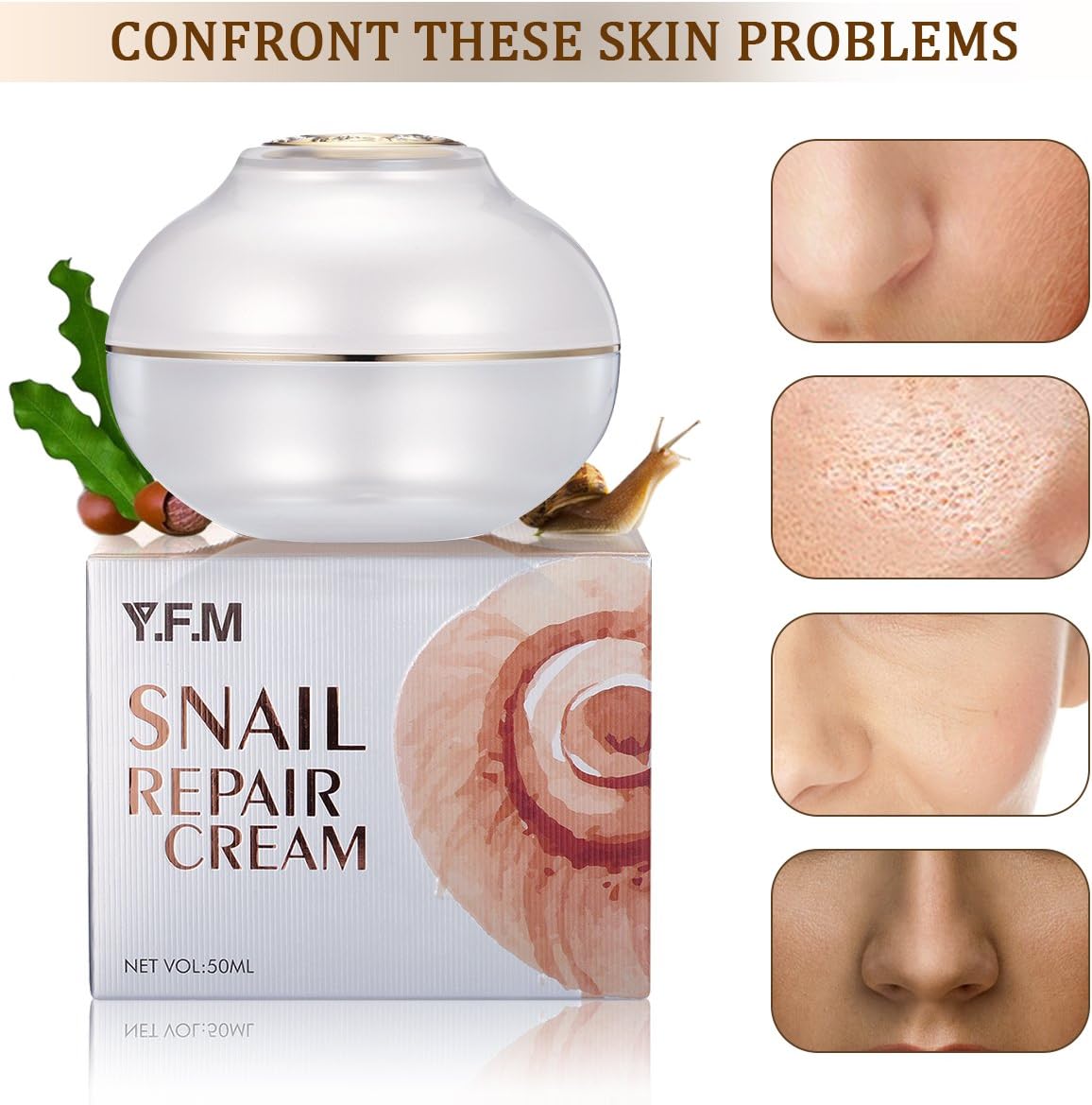 Y.F.M. Snail Cream Snail Gel Cream, Anti Aging Anti Wrinkle Face Moisturizer Snail Repair Cream Day & Night Cream with Snail Extract Best Gift for Mother's Day