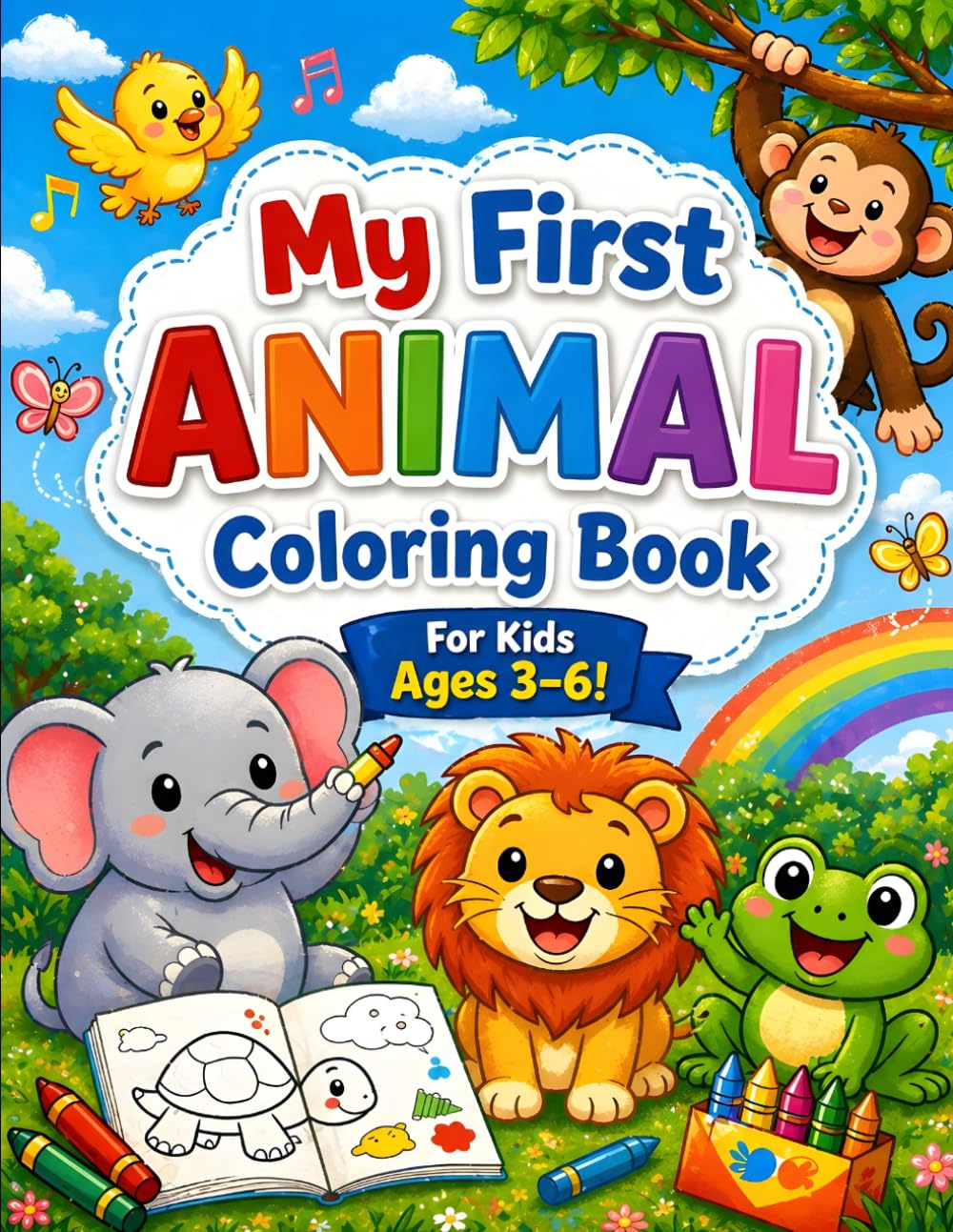 My First Animal Coloring Book for Kids Ages 3-6: Easy and Fun Cute Animals for Toddlers and Preschoolers Ages 3-6