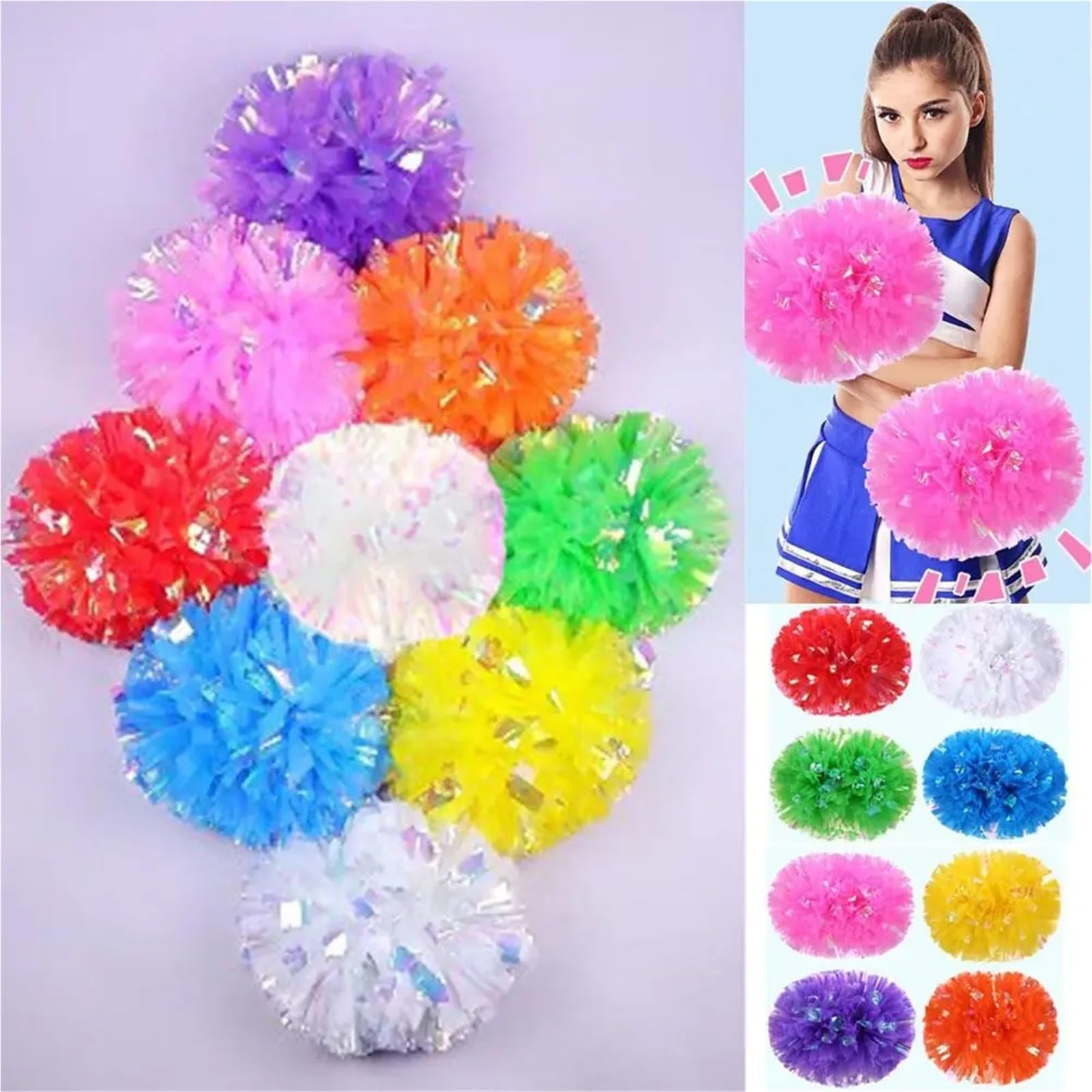 10 paires 25 cm jeu pompons Cheerleading acclamant fleur balle sport Pour Cheerleading(Color5)