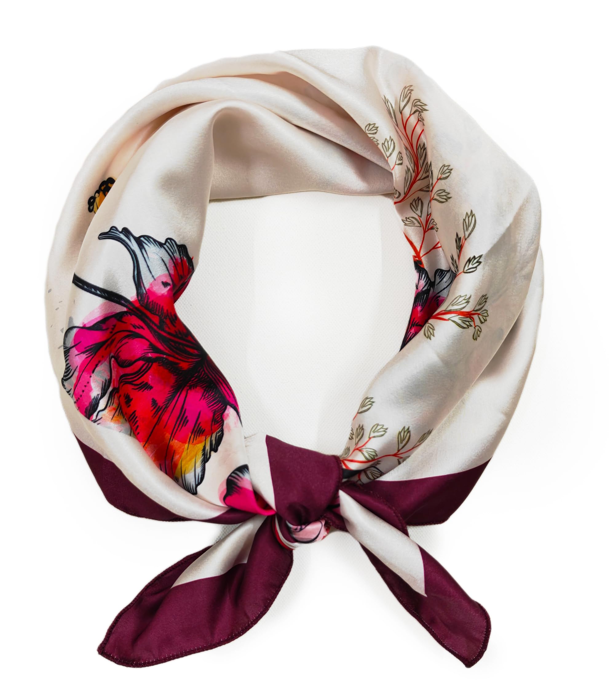 Satin Silk Small Square Scarf for Women, Printed Soft and Comfy Neck Head Tie Scarf Bandana (Vineyard Bloom)-image-47