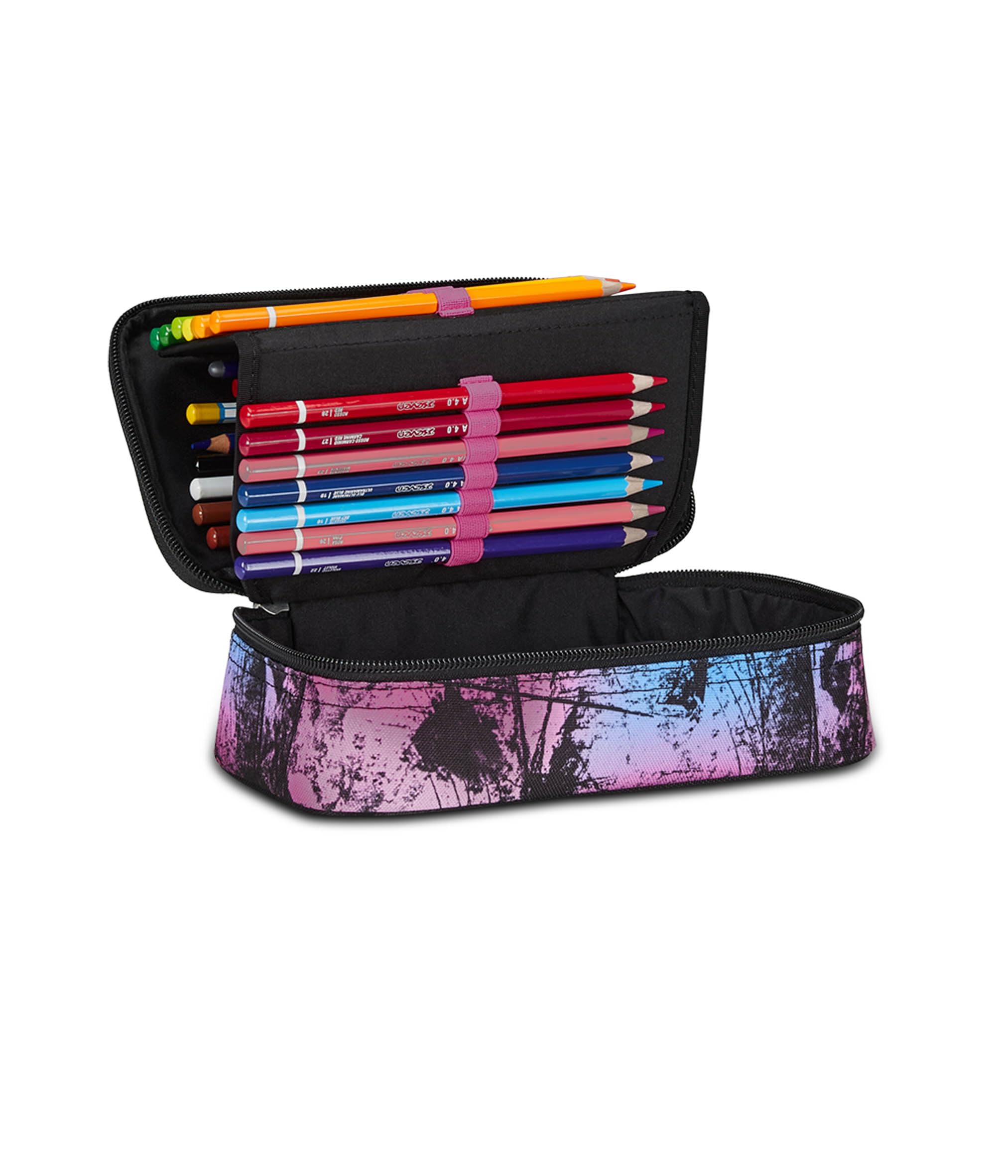 Seven Astuccio Scuola Quick Case, Nero e Rosa, Freethink Girl, Portapenne Completo Di Penne, Matite, Colori, Accessori Zaino, Elementari, Medie, Bambina Ragazza