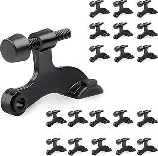 HOMOTEK 20-Pack Hinge Pin Door Stoppers - Adjustable Heavy Duty Stops with Rubber Bumpers, Protect Walls from Door Damage, Black