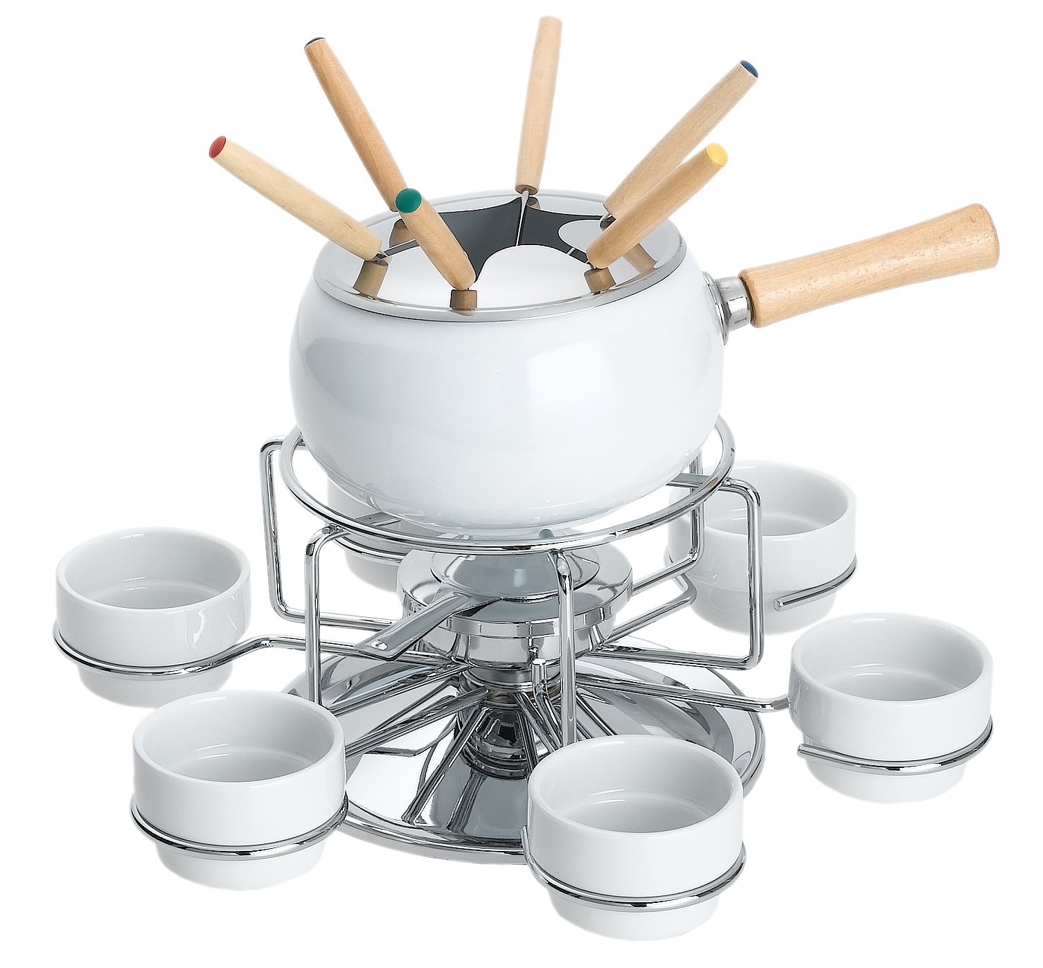 Max Burton 15 Piece Fondue Set with Deluxe Revolving Lazy Susan