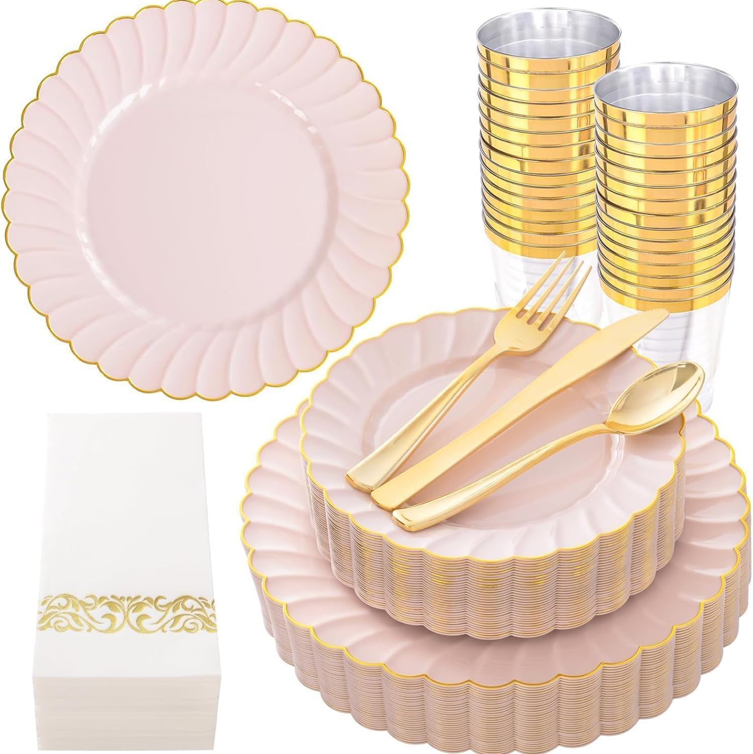 YOUBET Ivory Scalloped Plates - 350 Pack for Weddings -12 YOUBET Ivory Scalloped Plates - 350 Pack for Weddings -12