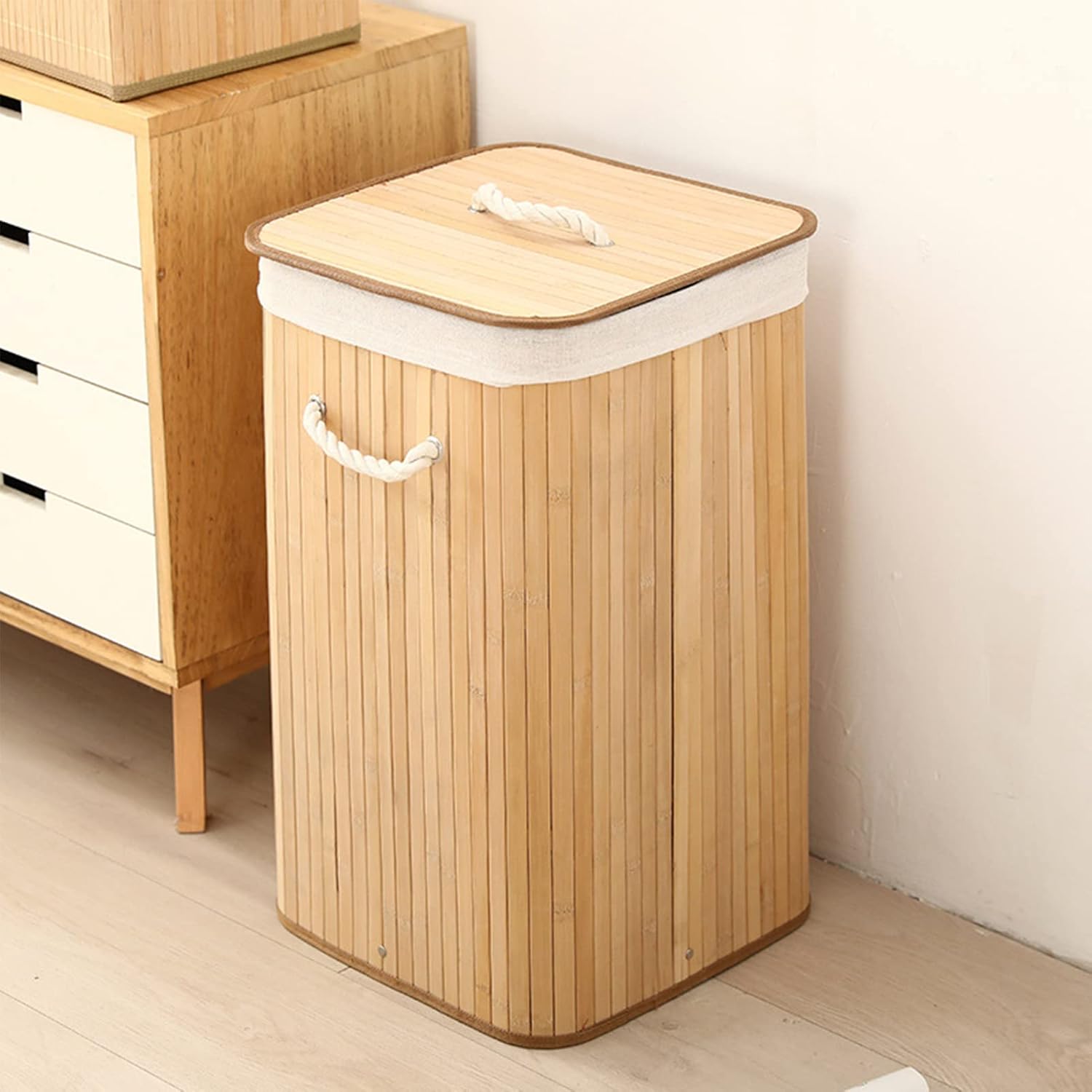 Foldable Laundry Basket Hamper with Large Capacity for Home Storage of Dirty Clothes, Groceries, and More - Portable and Multifunctional(1.7cuboid-Primary Color)