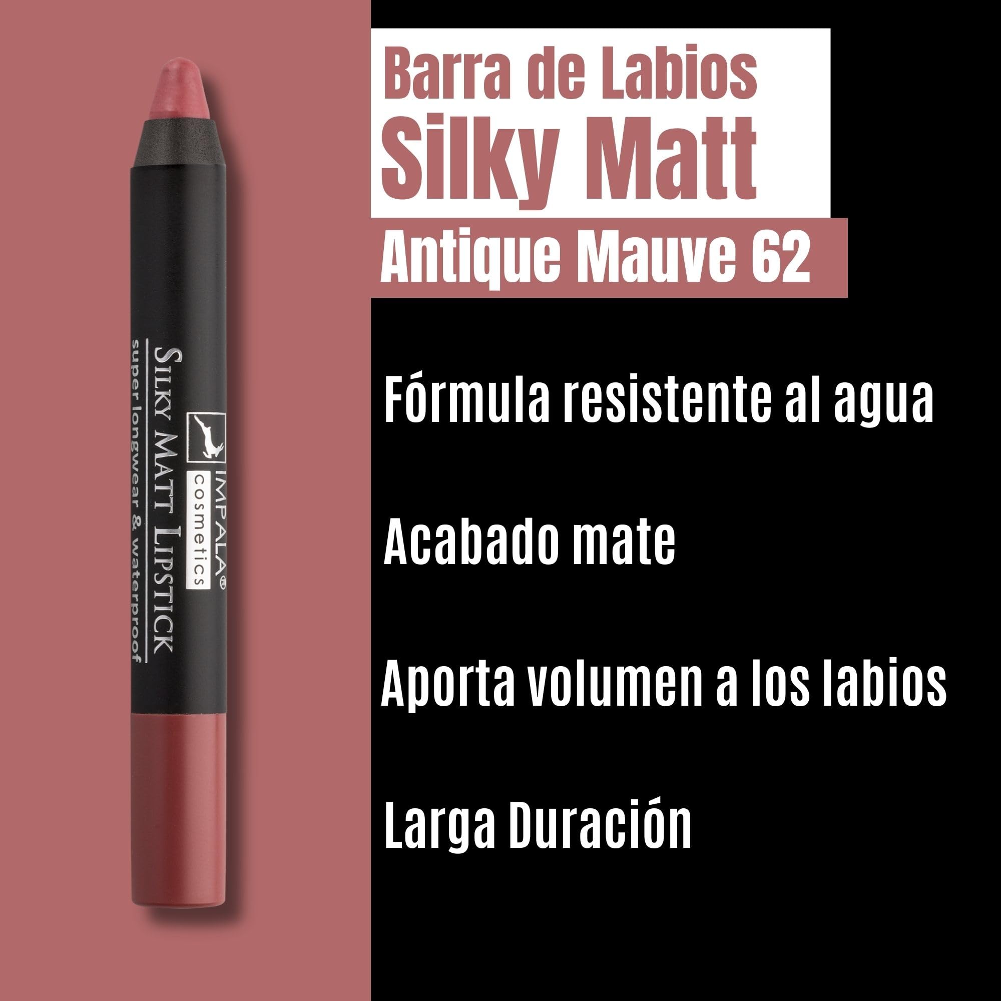 Impala Dudak Kalemi - Silky Matt Lipstick - Uzun Süre Kalıcı & Suya Dayanıklı No 62 Antique Mauve