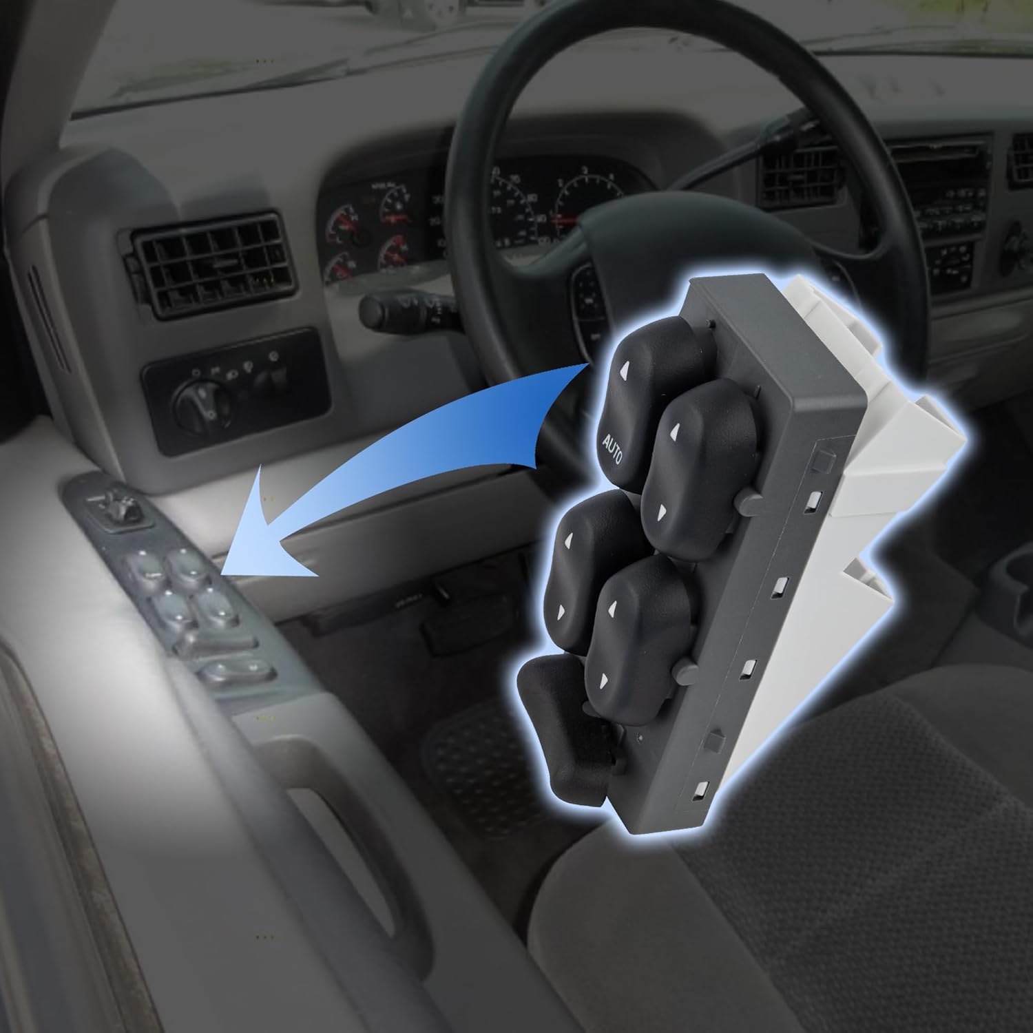 Obaee Master Power Window Switch Compatible with 1999-2001 Ford F250/F350 Super Duty, Expedition, Excursion, 1999-2002 Lincoln Navigator, Blackwood, Replaces XL1Z14529BA