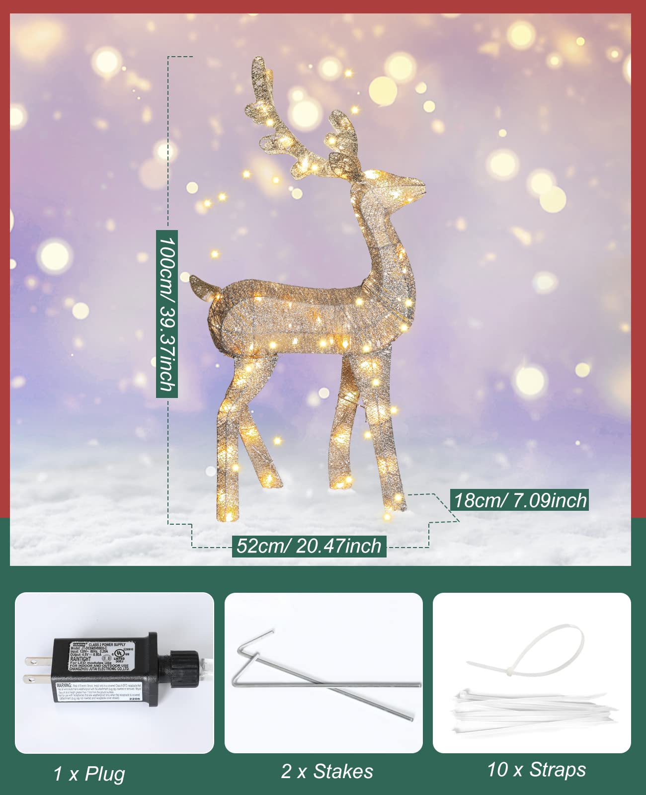 Amazon.co.jp: Lewondr クリスマス トナカイ型 装飾ライト
