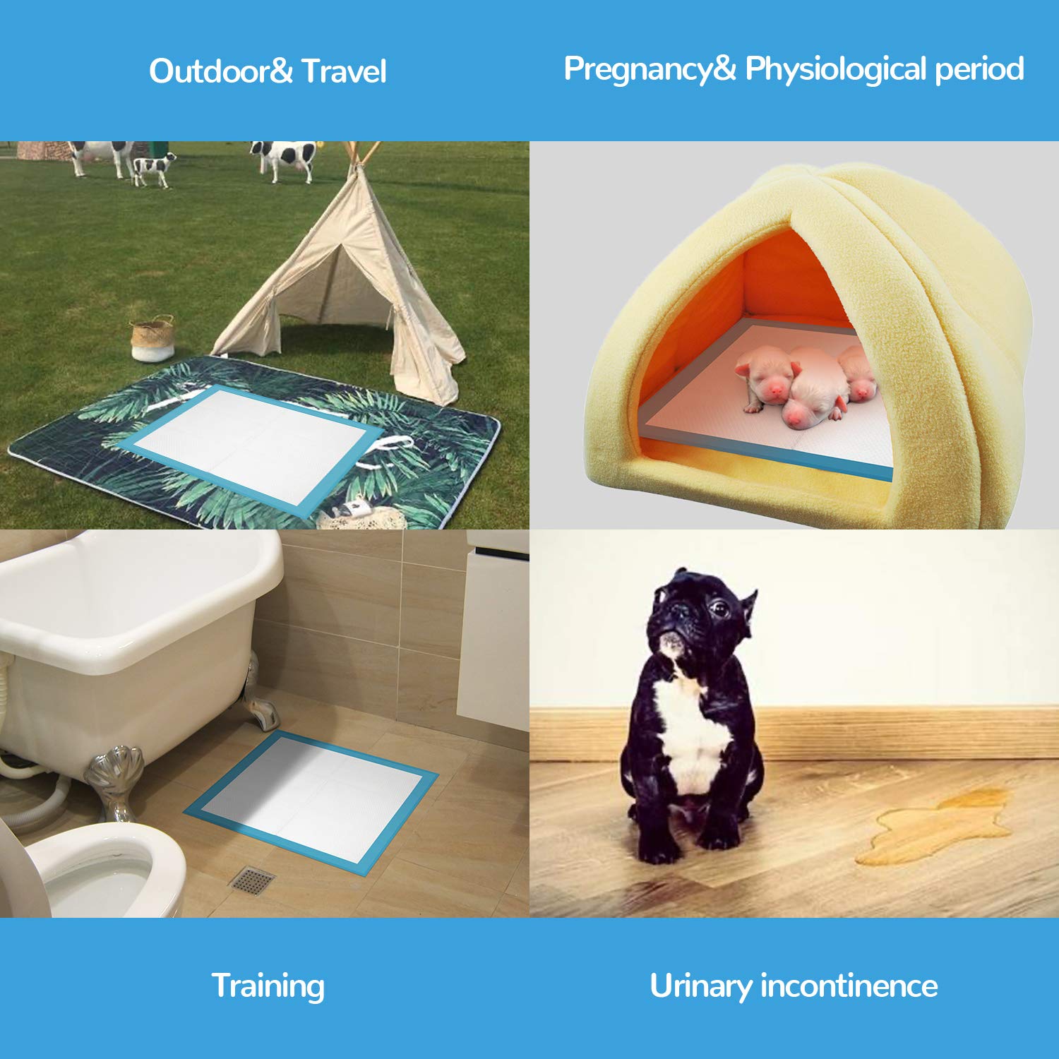 petphabet XXL Puppy pads 60x90cm Welpenunterlagen Trainingsunterlagen Puppy Training Pads Welpentoilett Ultra saugfähig inkontinenzunterlage für Welpen Hund Puppy Training Pads 52 stück