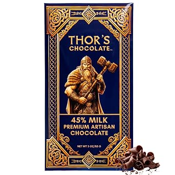 Thors Chocolate Artisan Milk Chocolate Bar 45% Cacao 3 oz | Bean to Bar, Small Batch, Ethically Sourced, Clean Ingredients, Handcrafted Luxury Gourmet Chocolate, Made in USA