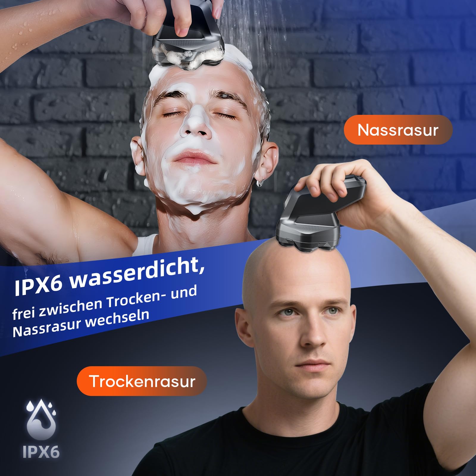 Glatzen Rasierer Herren, kensen Glatzenrasierer 7D Schwebender Kopfrasierer Glatze Wasserdicht Head Shaver Men Magnetische Glatzenschneider Wiederaufladbar Typ-C Glazenrasierer 8100&8600U/Min