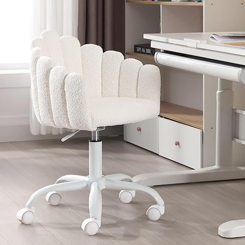 Miniatura 3 de DUOMAY Silla de escritorio para niños, silla giratoria para computadora para niños y niñas, silla de estudio tapizada de tela de felpa, bonita silla