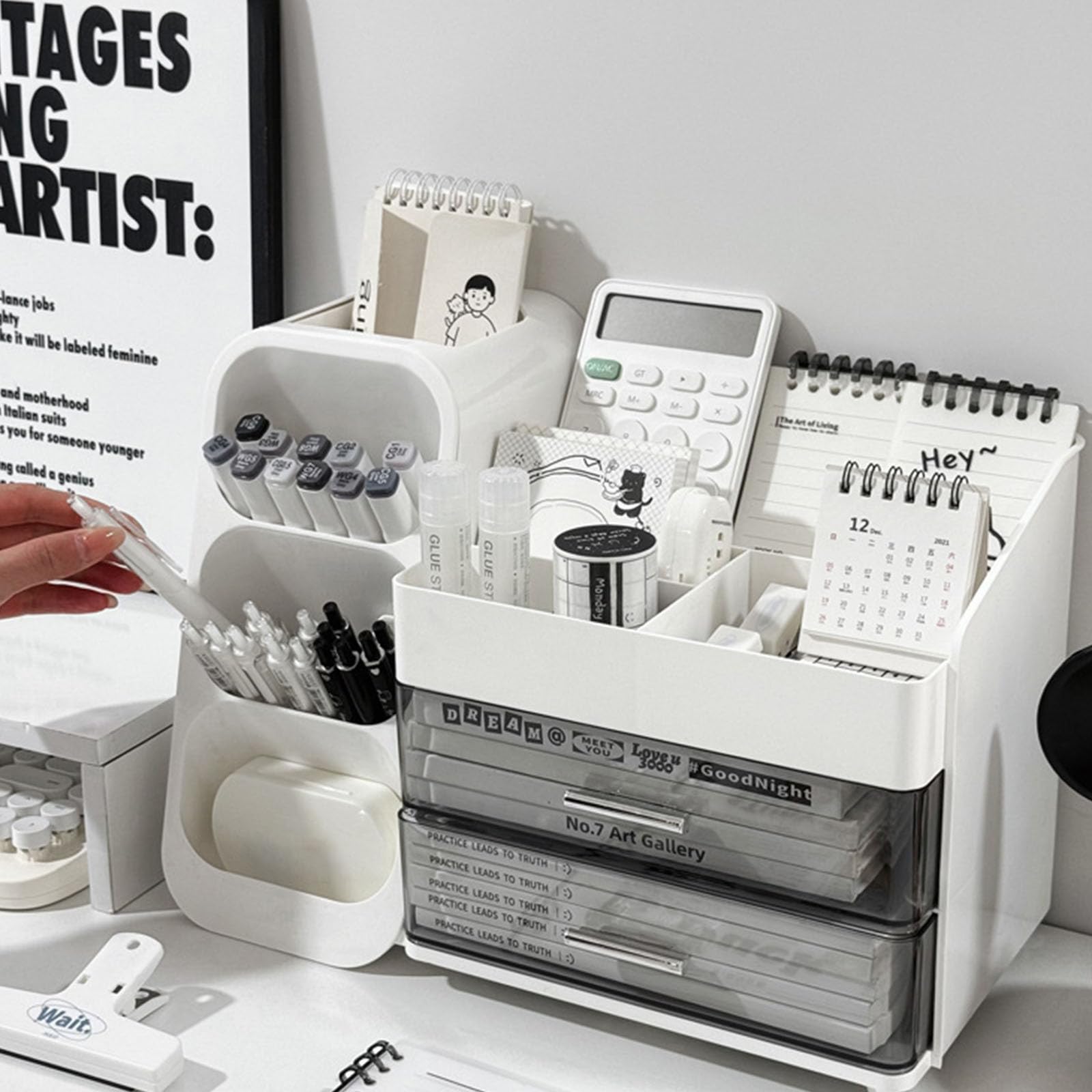 Scatola portaoggetti multiuso da scrivania, organizer per cassetti, per accessori cosmetici e cura della pelle, trasparente