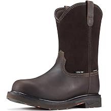 NINGO Mens Steel Toe Work Boots, Waterproof Wellington Boots with Full Grain Leather, Pull-On Design Non Slip Work Shoes, EH Protection for Industrial, Agriculture