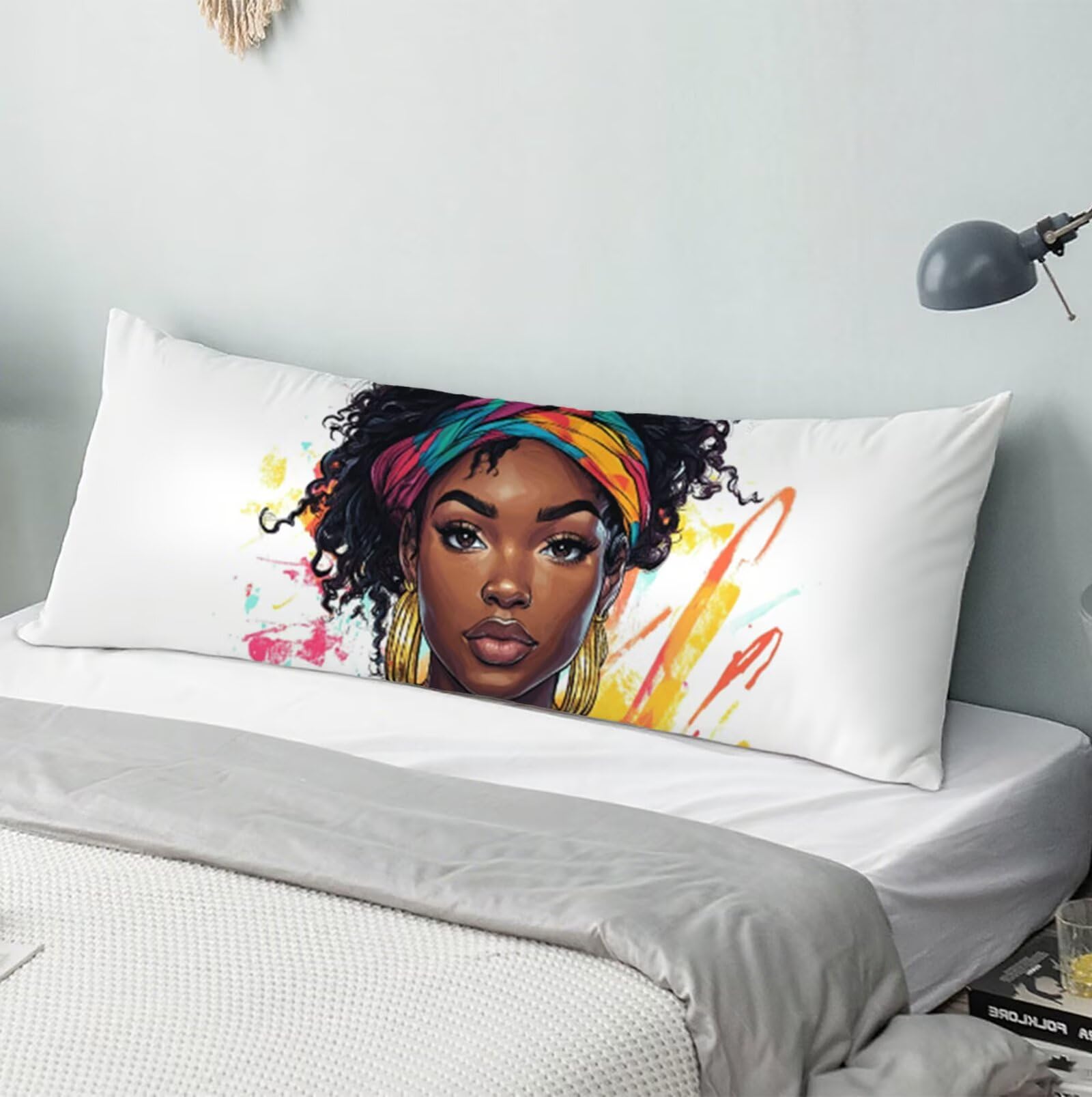 Colore Federe Cuscini Divano 60x180 cm, Cuscini per Divano in Velluto Cotone Morbida e Traspirante, Copricuscino Letto con Cerniera Invisibile donne africane Federe Cuscino, Regalo di Natale R-3350