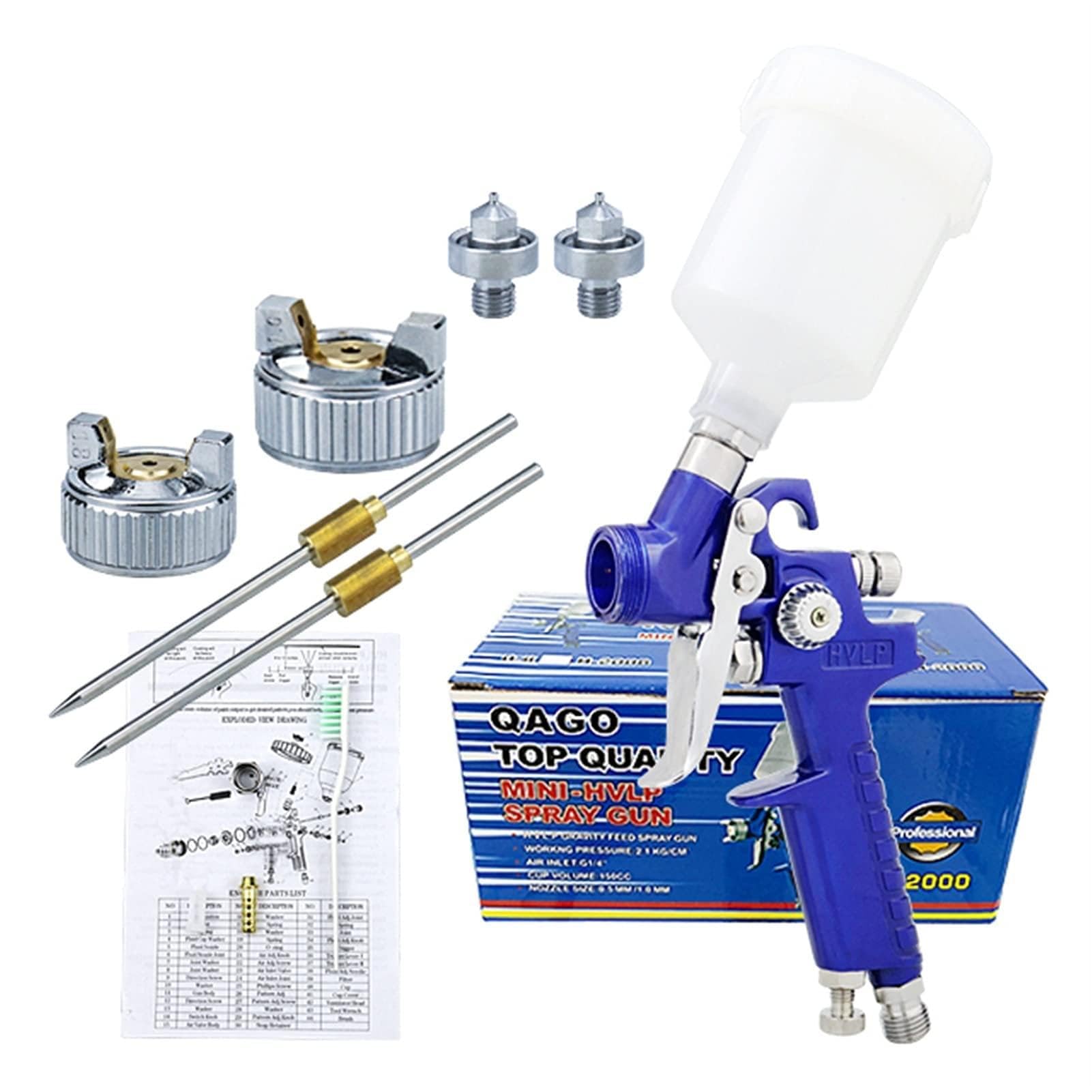 HVLP. Mini Paint Spray Gun 0.8/1.0mm Dysza H-2000 Profesjonalny Airbrush Malowanie Samochód Pneumatyczny Regulator ciśnienia pneumatycznego(0.8 1.0mm nozzle set)