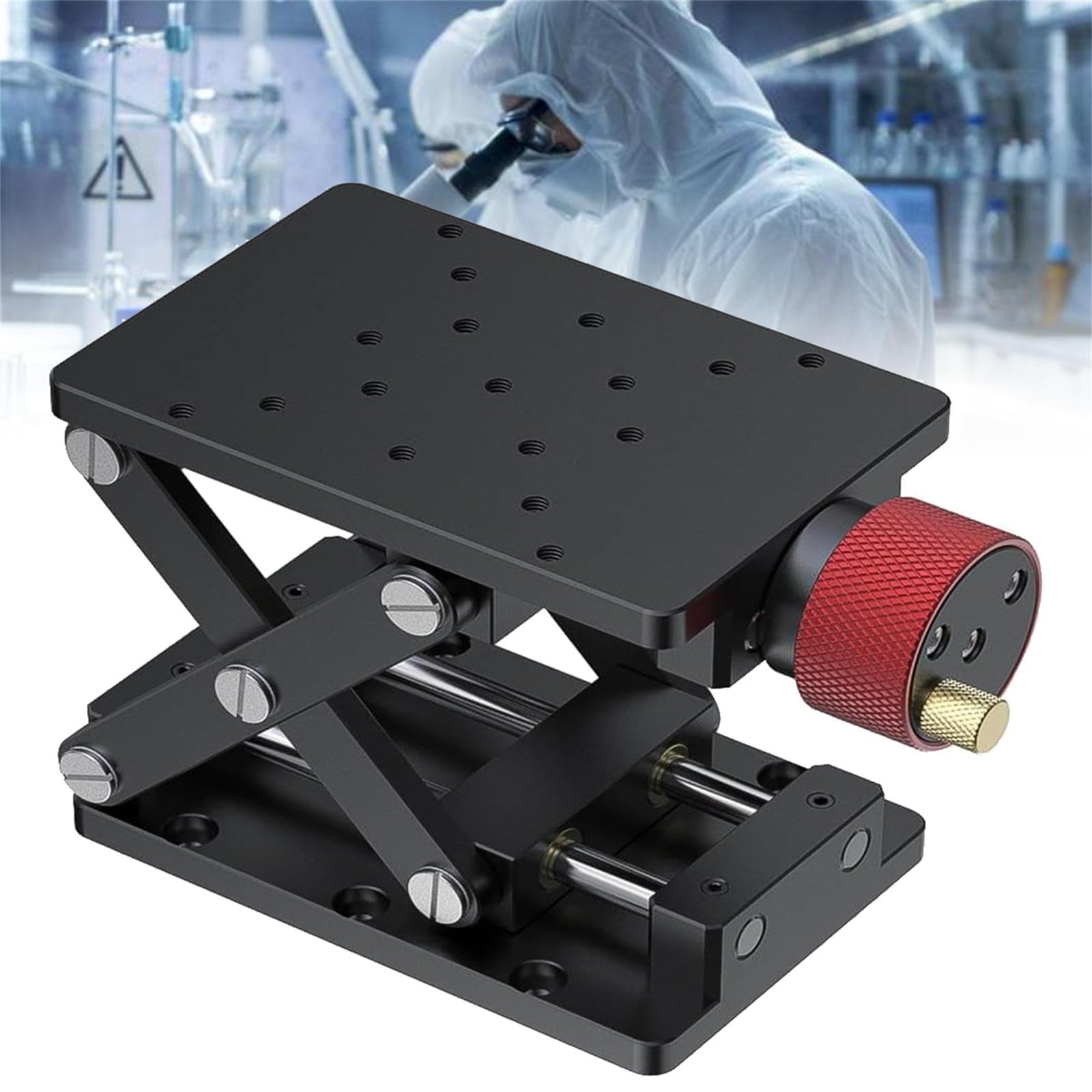 XNXYSMKJ Manual Lab Jack Optical Lift, Z-Axis Laboratory Lifting Platform, Aluminium Alloy, Adjustable Height 55mm, Educational Institutions