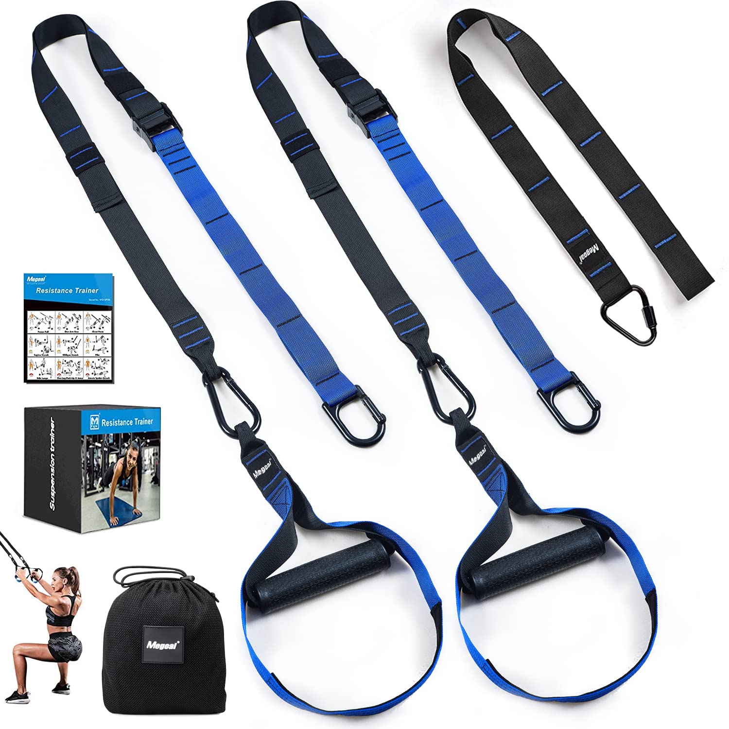Resistance Bands Set with Handles, Megoal Workout Resistance Bands for Men Women Fitness Resistance Straps Trainer Exercise Bands Bodyweight Training Kit for Full Body Home Gym Indoor Outdoor