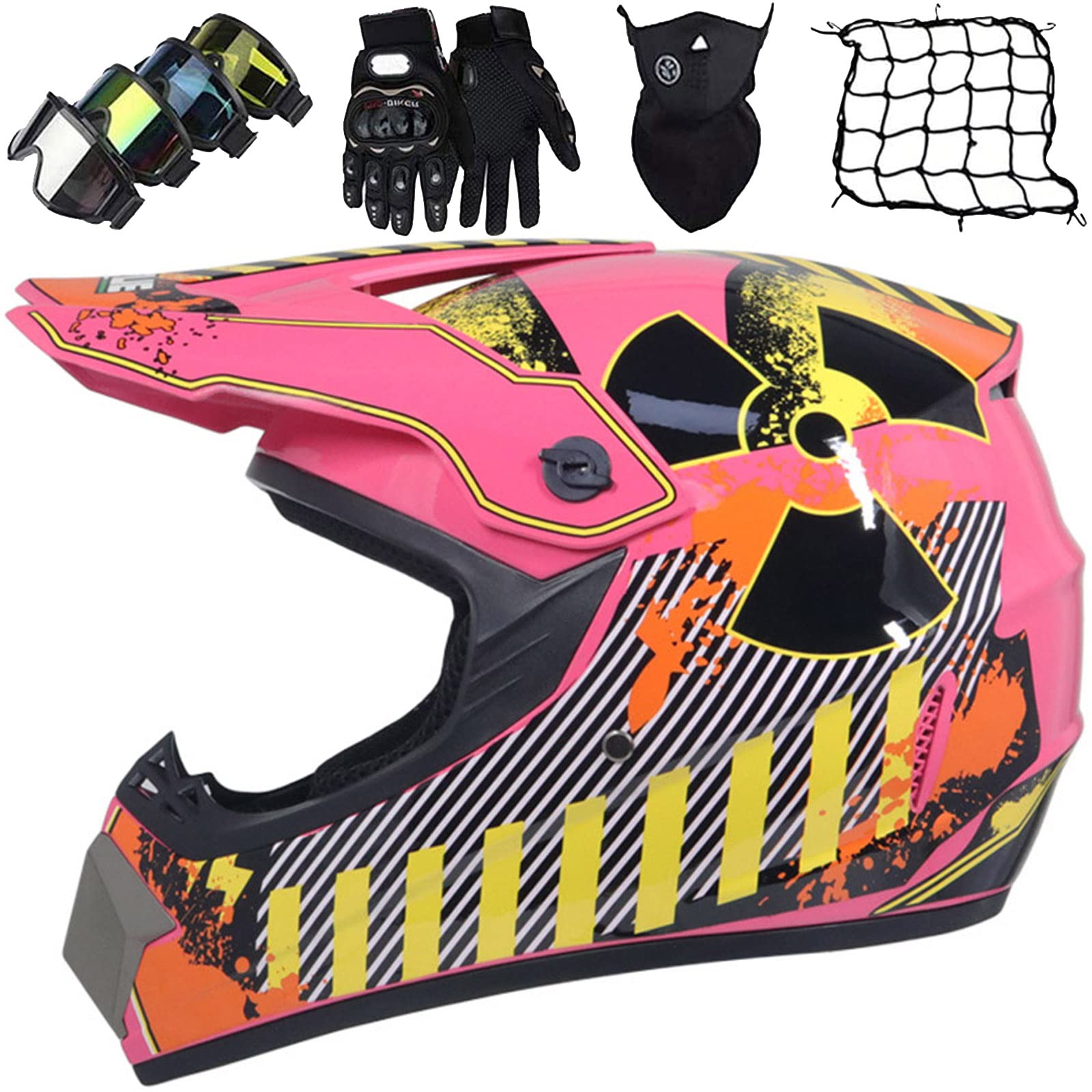 Casque De Moto,set De Casque De Motocross (gants Lunettes Masque Filet De Casque), Tout-terrain