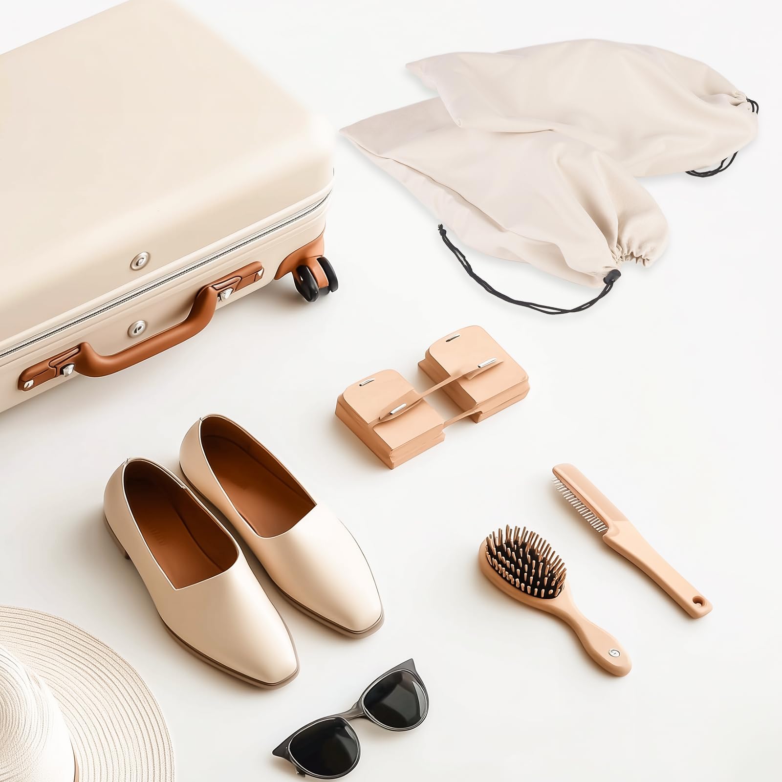 LAKE OF FIRE 8-teilige Flanell-Schuhbeutel für Reisen – 45,7 x 22,9 cm Packtaschen für Koffer, Schuhe, Beige, Tragbar, leicht