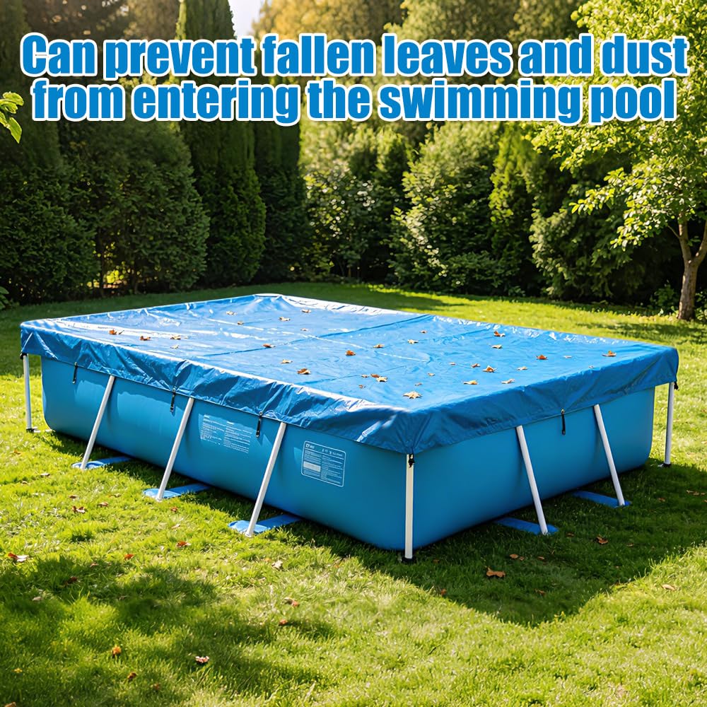 Tapis de Sol pour Piscine, Tapis de Piscine Rectangulaire Bleu Pliable Imperméable, Hors Terre Tapis de Protection pour Piscines Gonflables, Protecteur De Sol Piscine, Antidérapant 445 x 254cm