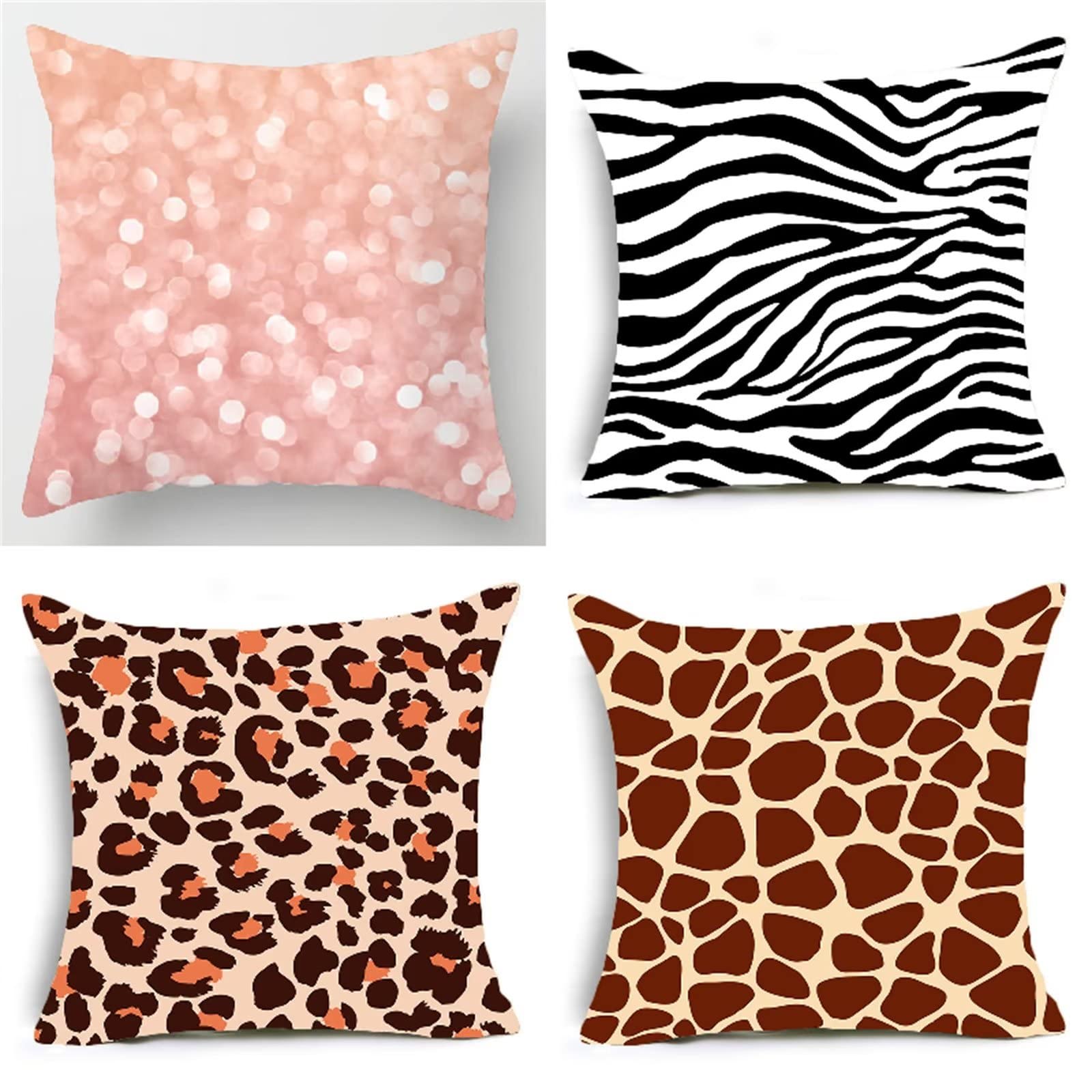 Coppia Cuscini Arredo Leopardati 40x40 Cm – Federa 100% Cotone Per Divano - 2