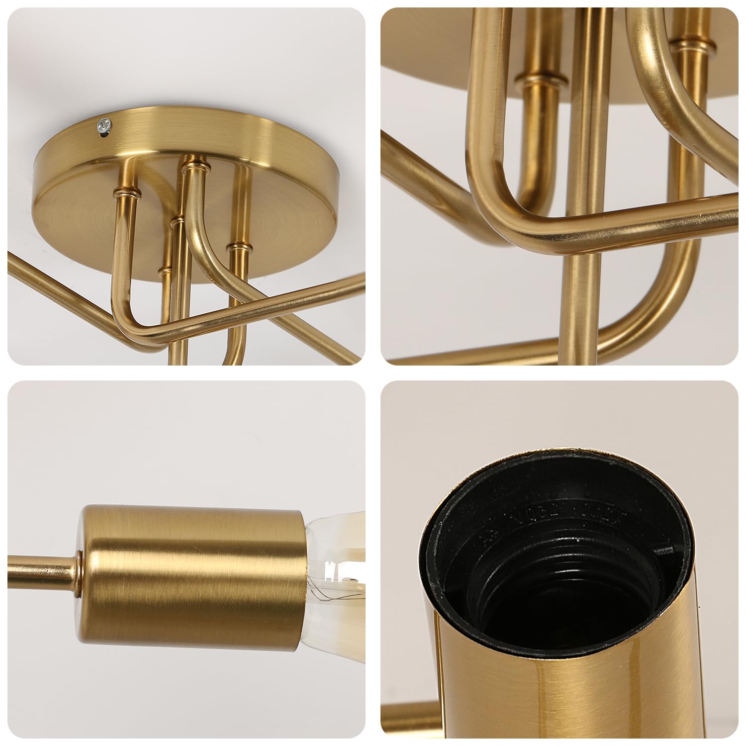 DELIPOP Industrielle Deckenleuchte, 5 Leuchten, Sputnik, Vintage, modern, Hängeleuchte, aus Metall, E27, Sockel, Deckenleuchte, für Wohnzimmer, Schlafzimmer, Küche, Flur, Esszimmer, Bar, Café, Loft