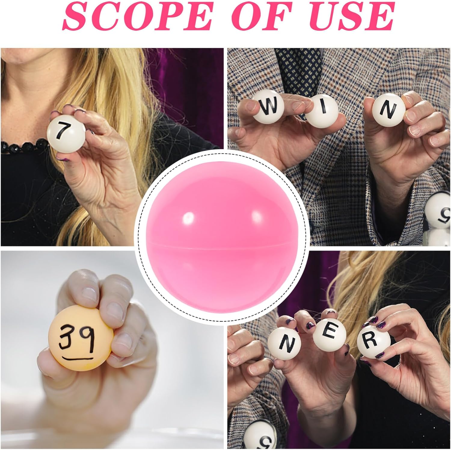 Luxshiny 50pcs Bingo Balls Lottery Balls Plastic Hollow Bingo Balls Raffle Balls Pink Lotto Ball Round Vending Machine