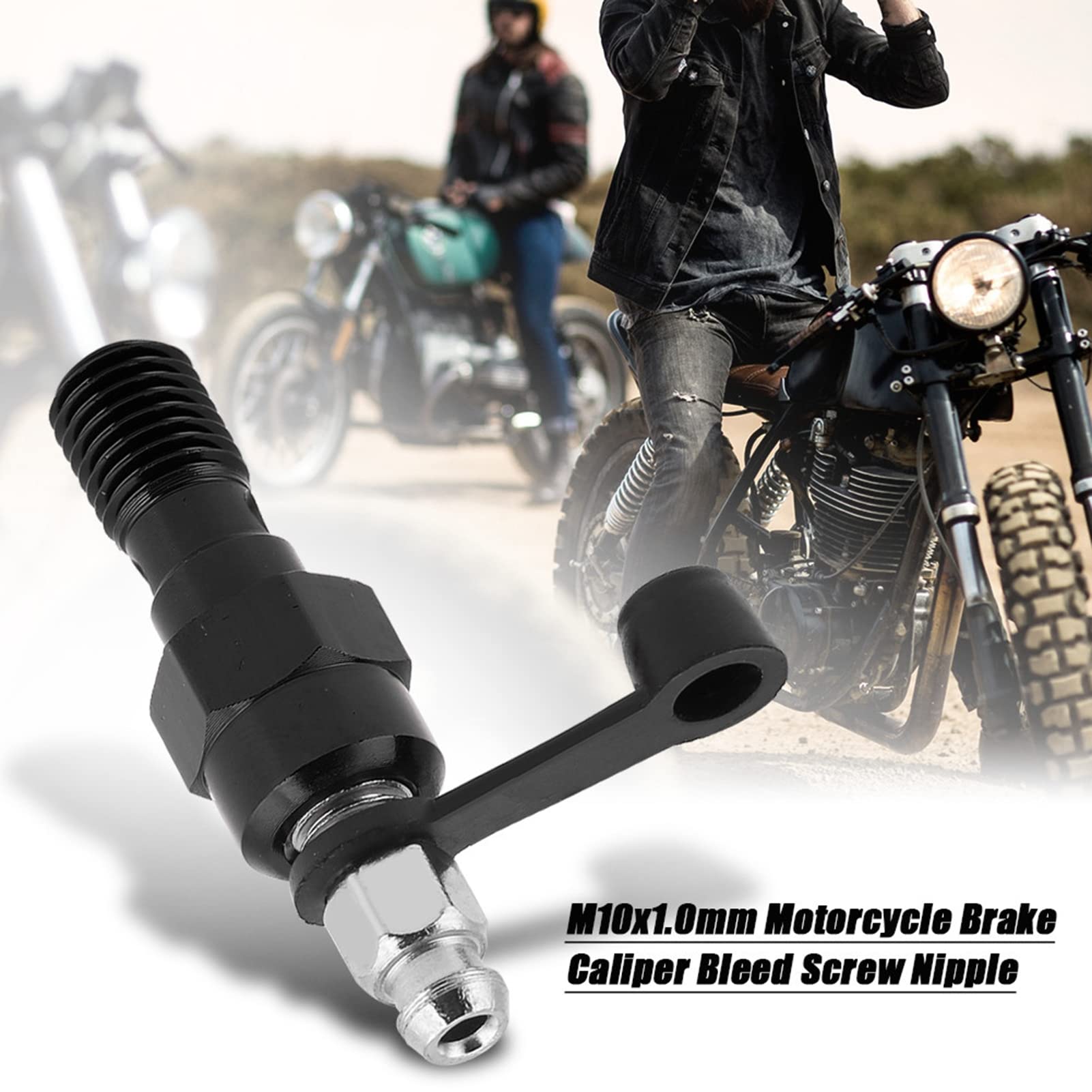 Vite di spurgo del bullone Banjo, M10x1.0mm Vite di spurgo della Pinza del Freno del Motociclo Vite di spurgo del capezzolo Bullone Banjo + Tappo Antipolvere(Nero)