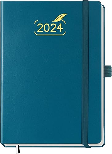 Agenda 2024 de BEZEND, calendario A5 de 5.8 x 8.5 pulgadas, agenda diaria, semanal y mensual con soporte para bolígrafo, papel certificado FSC de 80