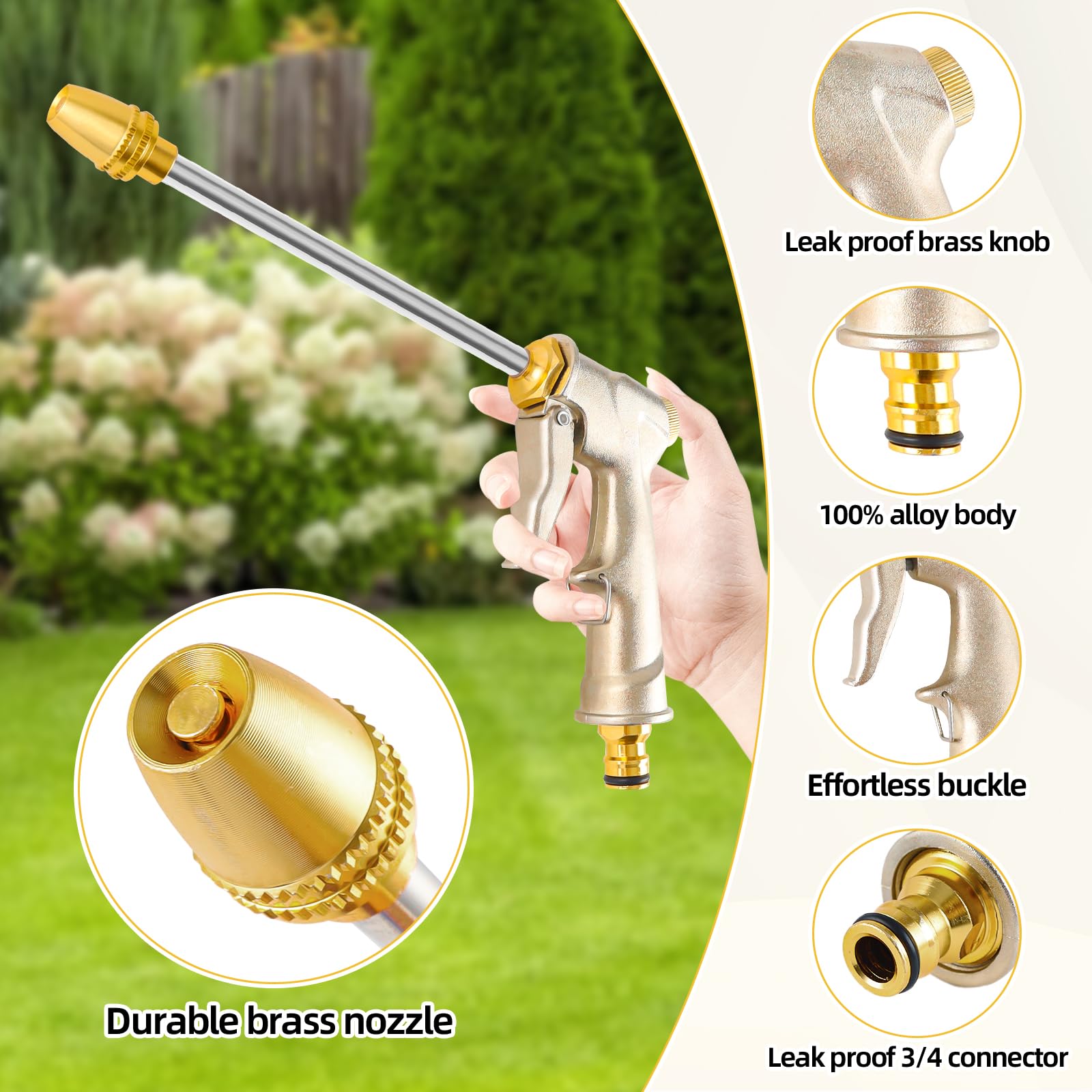 Pistolet Arrosage Métal Haute Pression - Buse Laiton 4 Modes Pour Jardin Et Lavage Voiture
