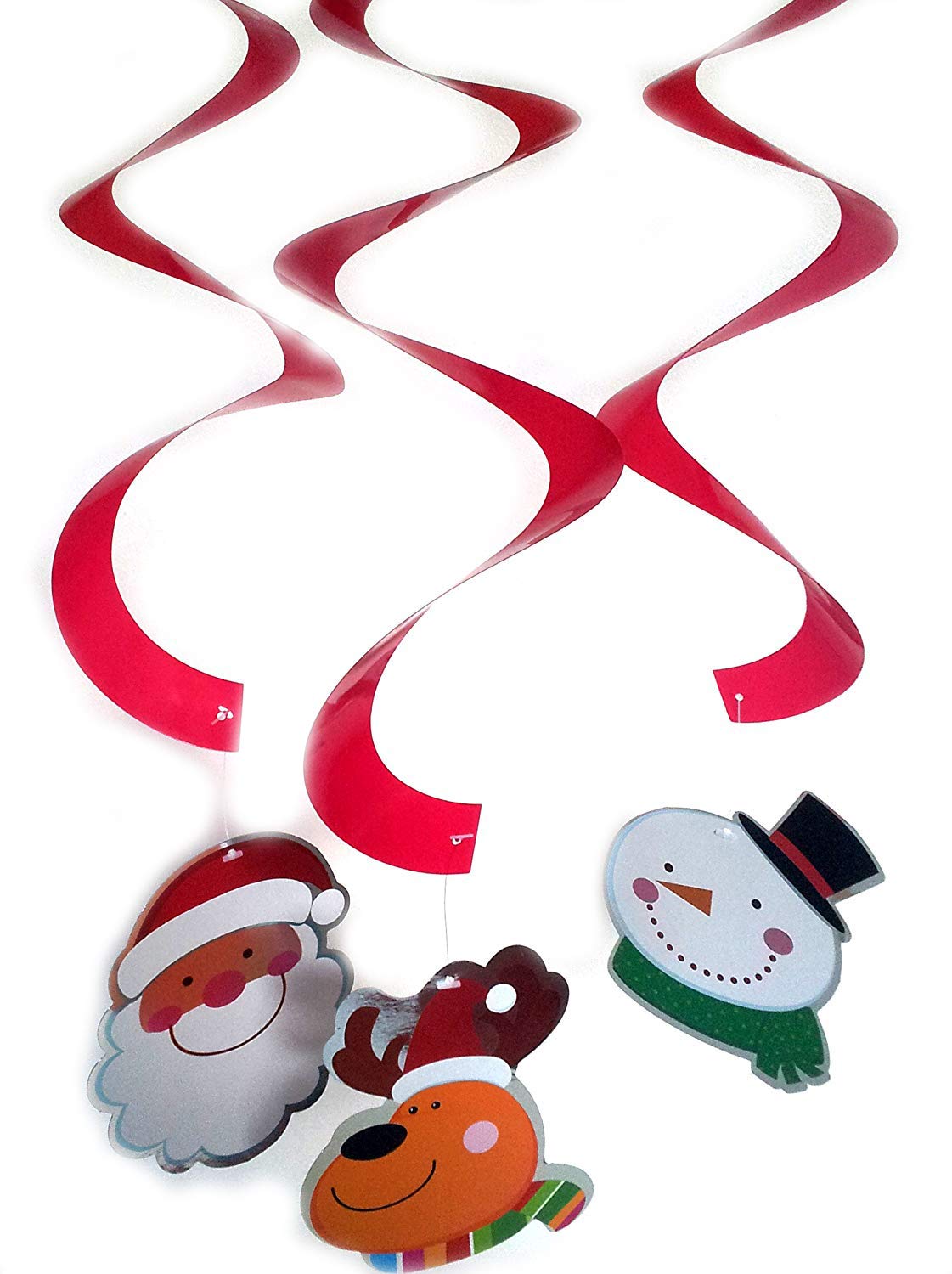 Homestreet Multicolor Christmas Hanging Swirl Characters 3 Pack, Snowman, Reindeer And Santa Decorations