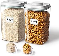 Vista 10 de Ankou Recipiente hermético de almacenamiento de alimentos con tapa y cuchara de 4.4 fl oz, 4 L/4.2 cuartos de galón sin BPA, contenedor de arroz