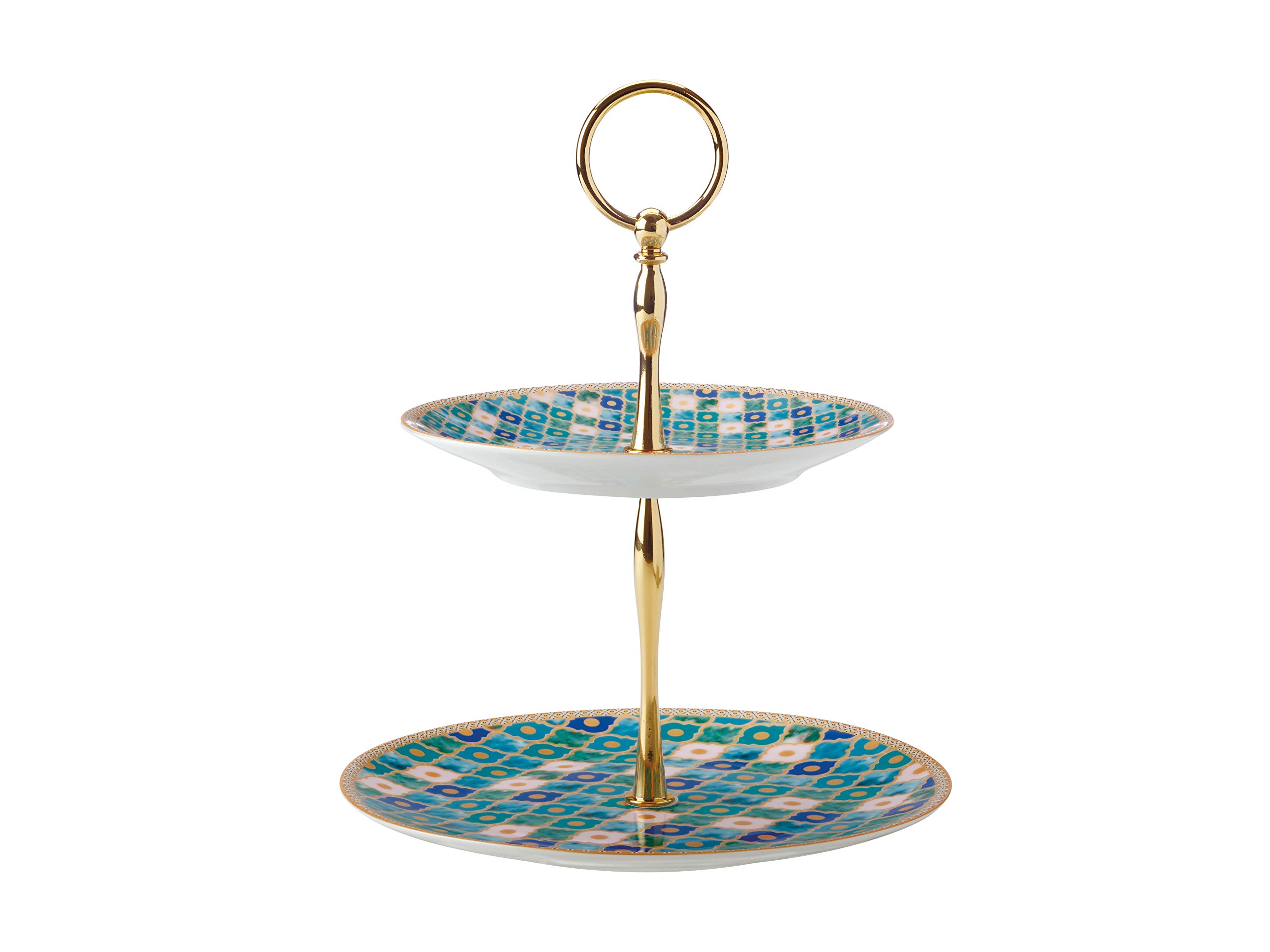Maxwell & Williams Teas & C’s Kasbah Cake Stand in Gift Box, Porcelain, Mint Green, 2 Tiers