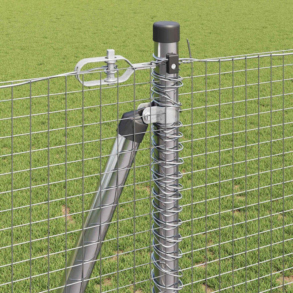 Pali per recinzione in metallo, colore argento, 25 x 1,2 m (rete da 19 x 19 mm), set di pali per recinzione esterna con superficie verniciata a polvere per delimitazione durevole in giardino