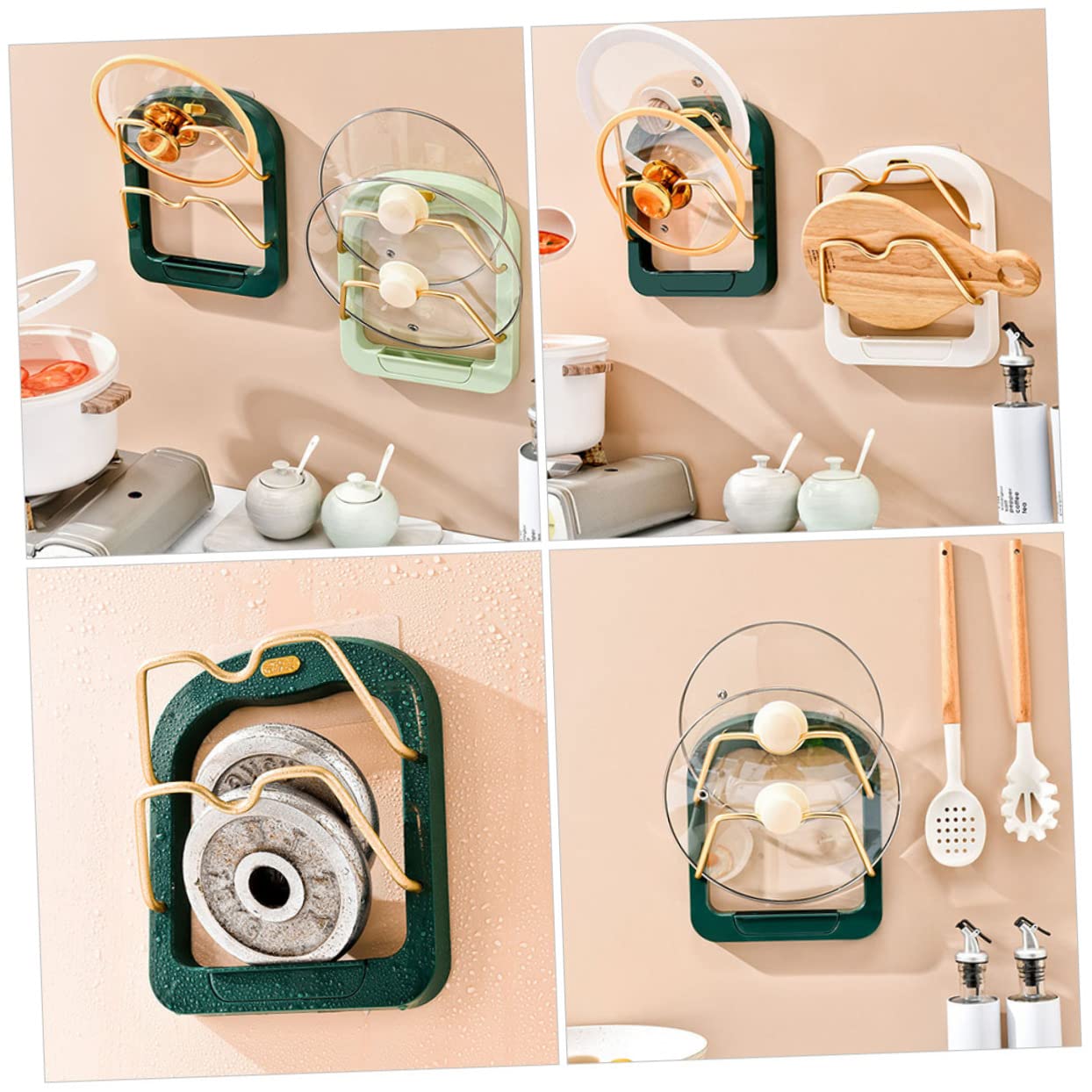 Cabilock 2Pcs Pot Lid Organizer Punch Wall Mount Holder Storage Rack for Pot Covers Versatile Kitchen Accessory for Lids and Chopping Boards Sturdy Design Platinum