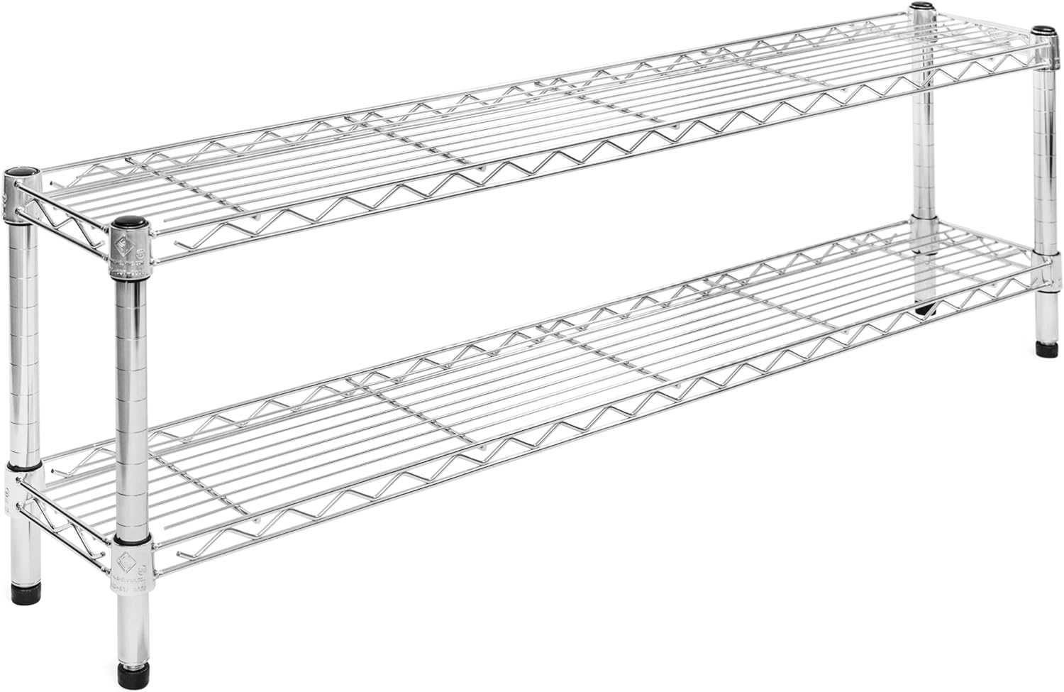 Shelving Inc. 8" d x 48" w Chrome Wire Shelving with 2 Tier Shelves, Weight Capacity 800lbs Per Shelf 8"d x 48"w x 14"h