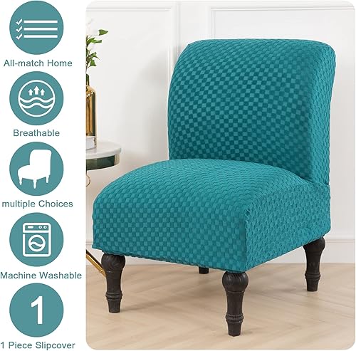 Miniatura 4 de Armless Chair Slipcover, Stretch Velvet Accent Chair Cover for Dining Chair, Removable Wingback Chair Slipcover and Washable Furniture Protector