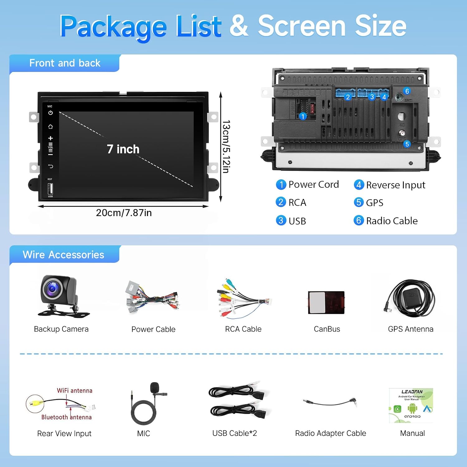 Leadfan Android Car Radio for Ford F150/F250/F350 2004-2016, 7 inch Screen Car Stereo with Wireless CarPlay Andriod Auto GPS Navigationt Bluetooth SWC HD Backup Camera
