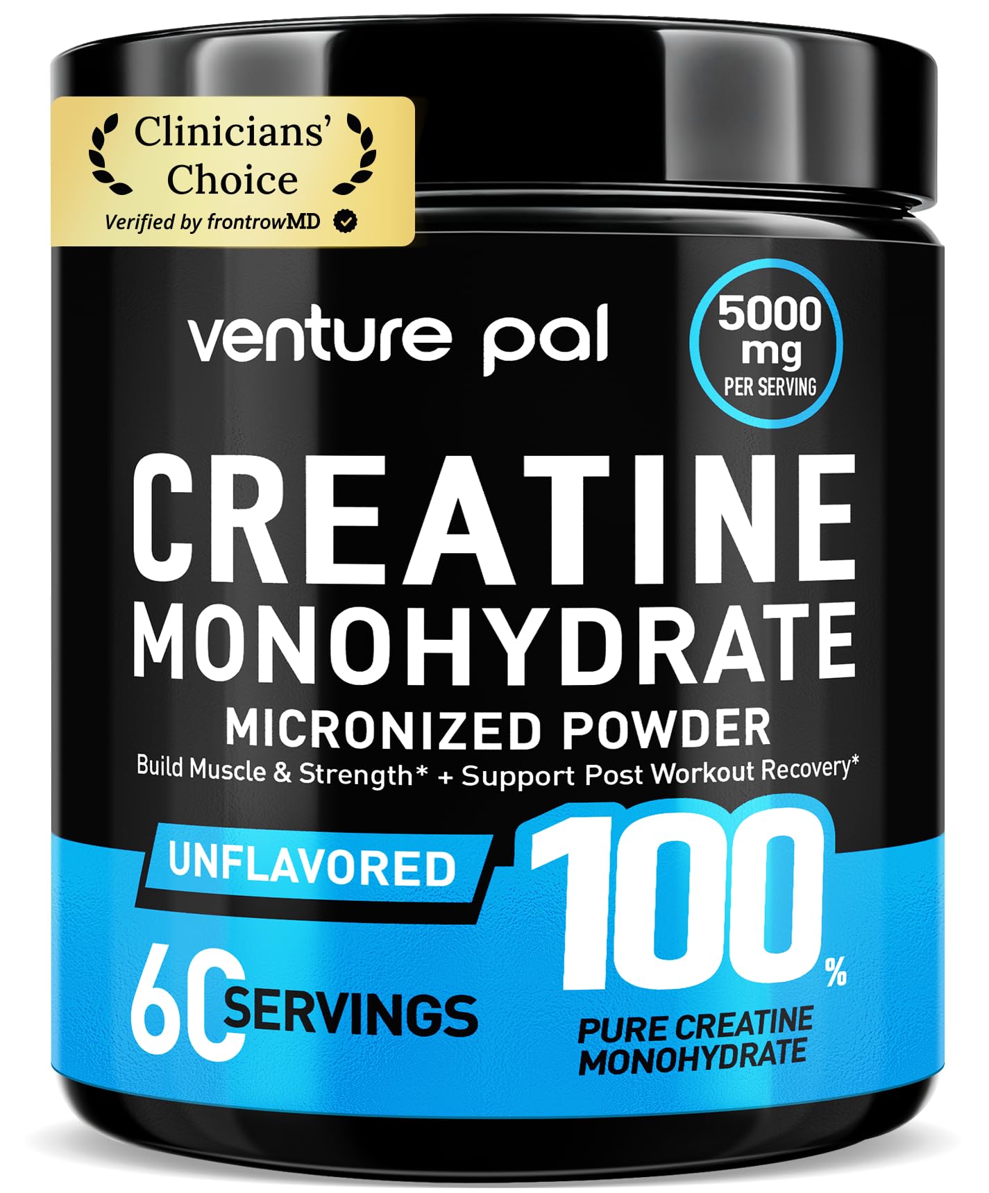 100% Pure Micronized Creatine Monohydrate Powder, Unflavored Creatine for Women & Men, Vegan, Keto, Gluten Free, 5 g (5000mg) per Serving, Creatina Monohidratada en Polvo