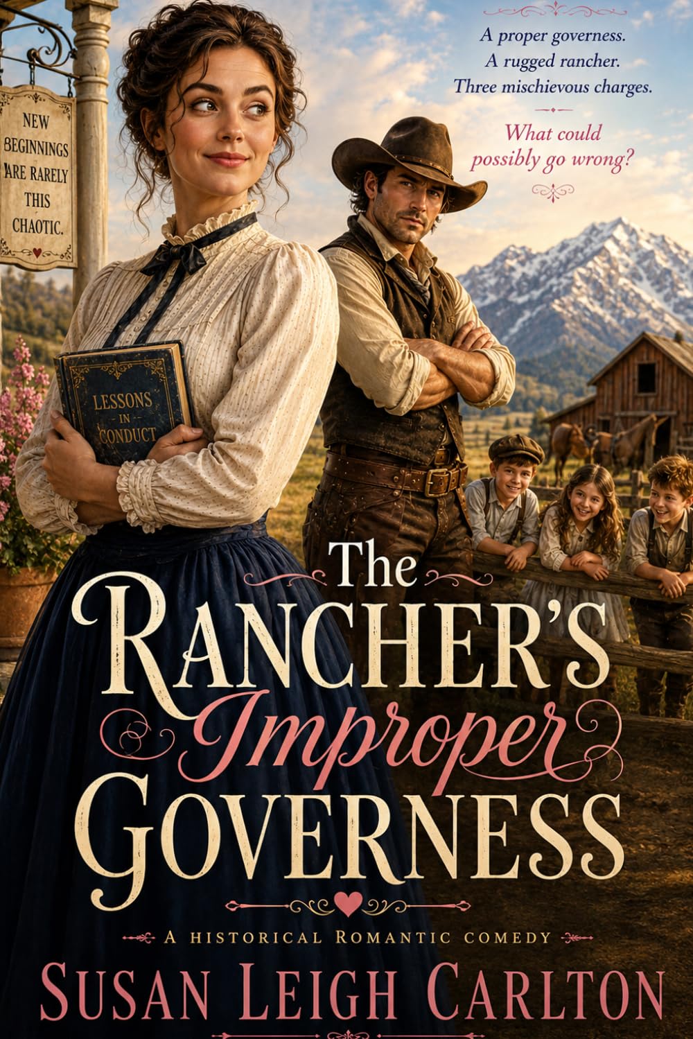 The Rancher's Improper Governess: A Historical Western Romantic Comedy (Widow Mail Order Brides)