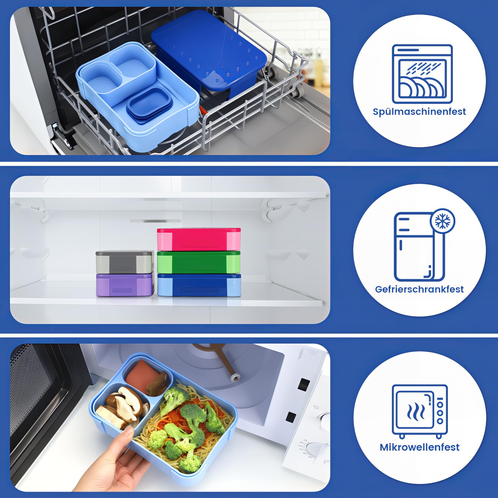 Bugucat Lunch Box 1300ml Con Scomparti - Contenitore Per Alimenti A Prova Di Perdite Per Bambini E Adulti - Viola - 3