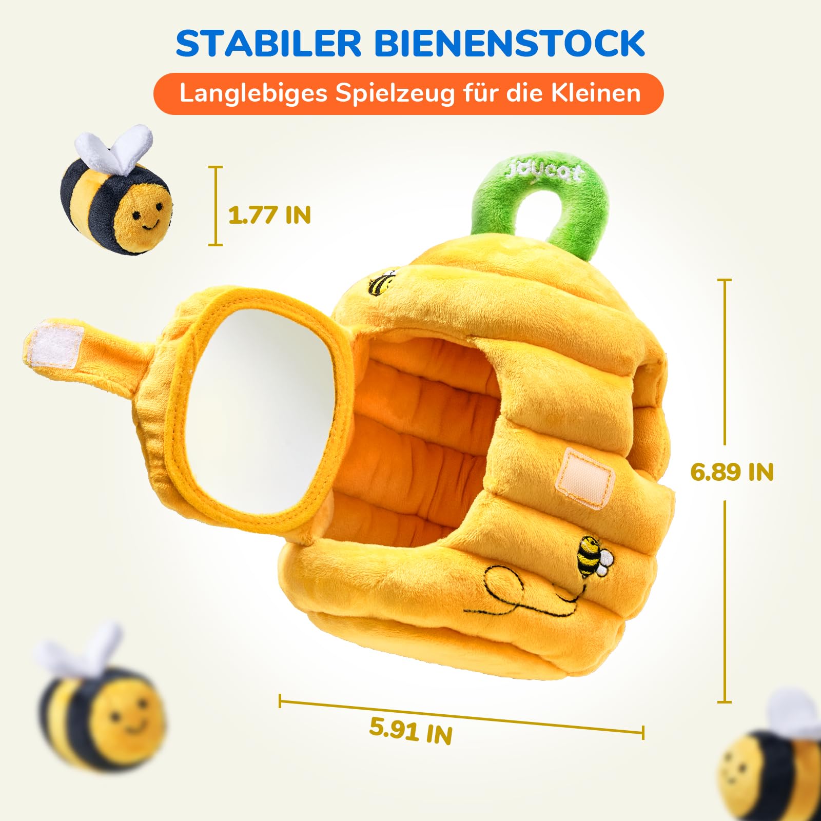 JoyCat Baby Spielzeug 6-12 Monate, Sensorik Spielzeug Baby Bienenstock mit 5 Bienen Spielzeug, Rassel, Spiegel, Montessori BabySpielzeug, Motorikspielzeug Geschenke für 6 8 9 12 Monate