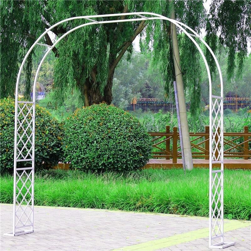 Metall Gartenbogen mit Rankgitter für Kletterrosen 280cm x 250cm Schmiedeeisen Gartenbogen Deko Outdoor Laube erhältlich in schwarz und weiß
