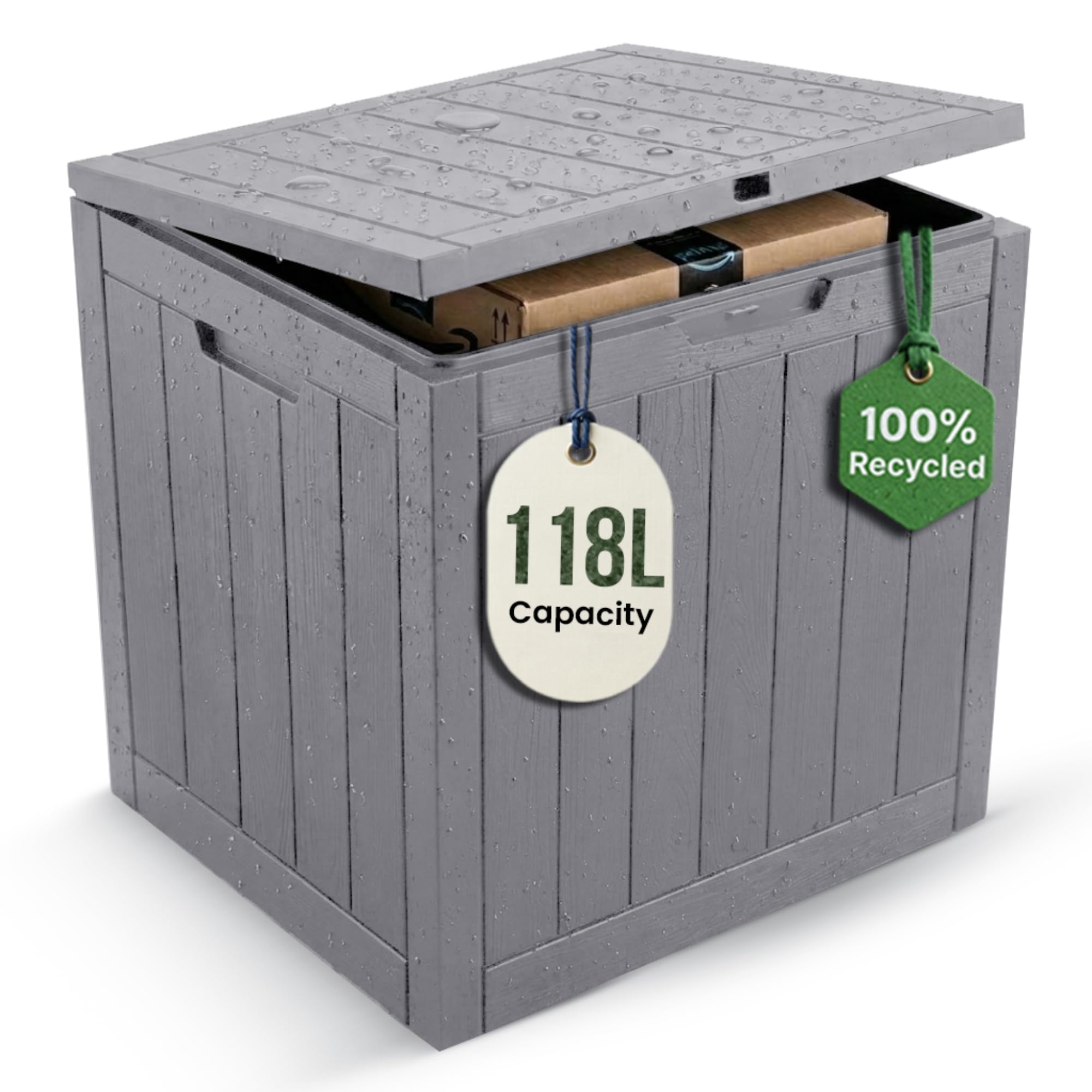 Olsen & Smith 118L Recycled Lockable Compact Garden Storage & Parcel Box