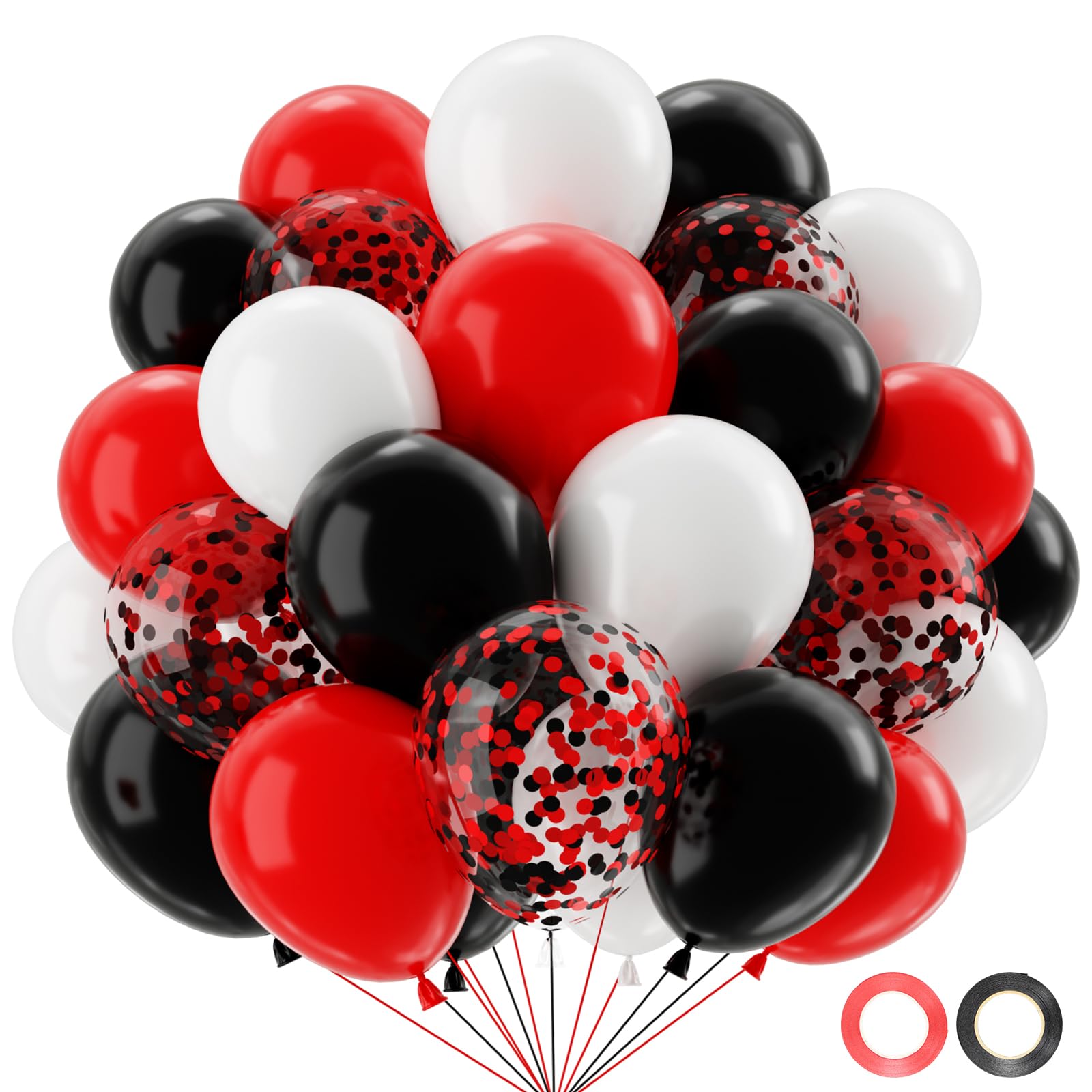 Red And Black Balloons-50Pcs Black Red And White Balloons, Confetti Latex Balloons Casino Party Decorations Stranger Themed Birthday Decorations Baby Shower Anniversary Graduation Poker Card Party