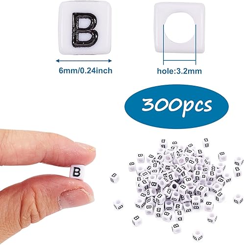 Vista 229 de FASHEWELRY 300 cuentas de letras acrílicas blancas de 0.236 x 0.236 pulgadas (0.236 x 0.236 in), cuentas del alfabeto para hacer pulseras